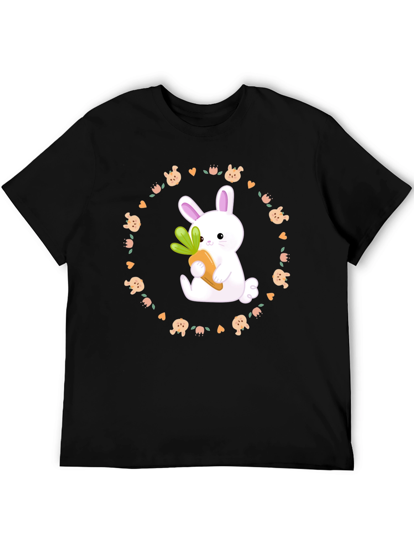 Black Cute Bunny Carrot T-Shirt view 5