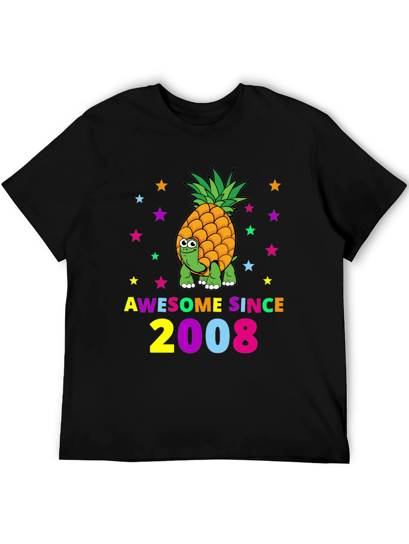 Black Awesome Since 2008 Turtle-Pineapple Graphic Tee view 5