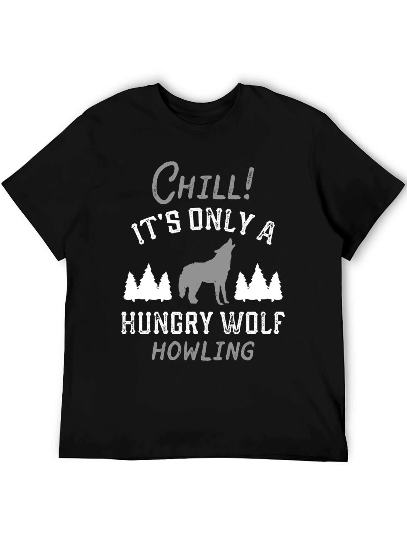 Black Chill! Hungry Wolf Howling Tee - Black view 5