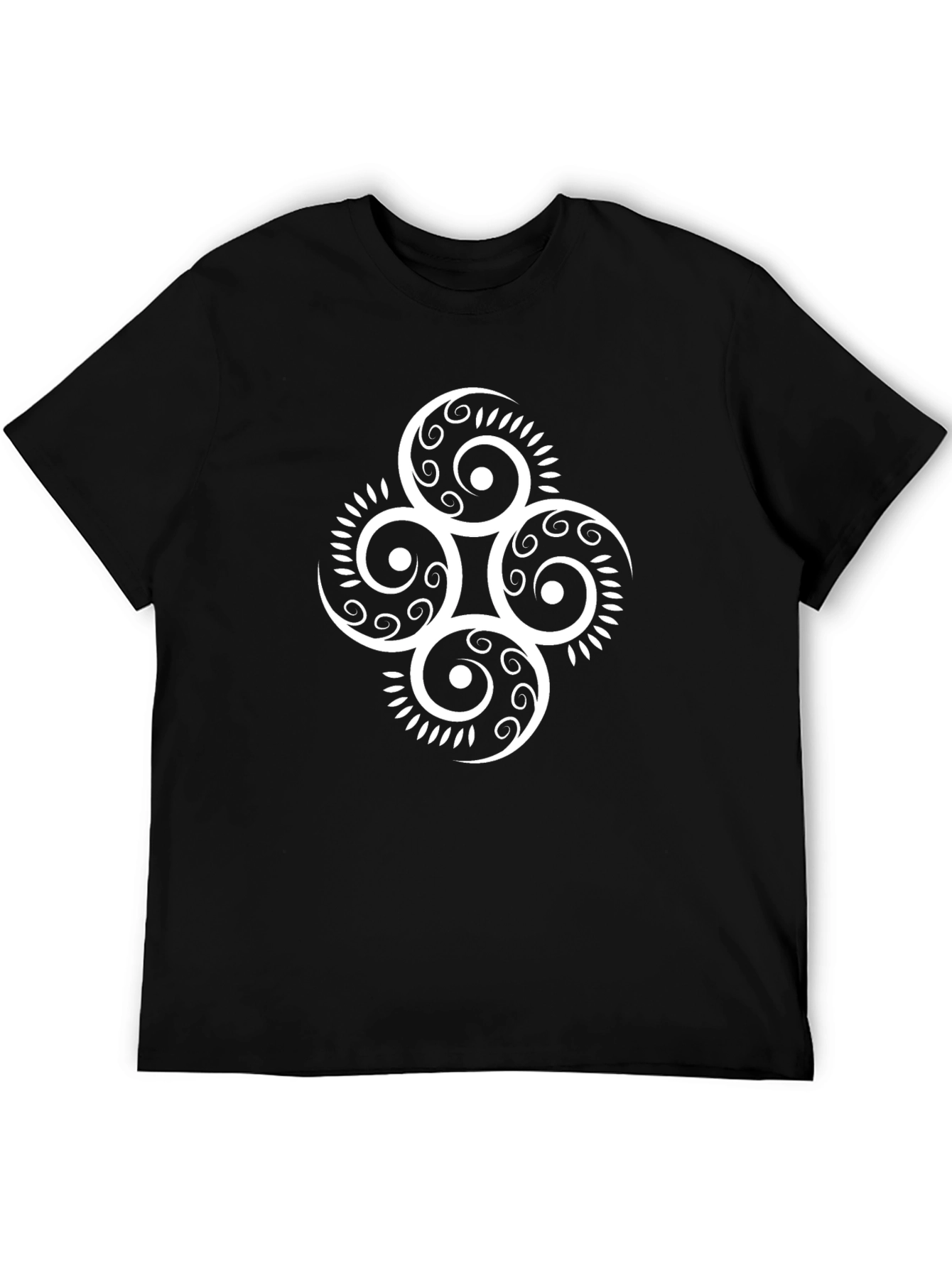 Black Abstract Swirl Graphic Print Black T-Shirt view 5