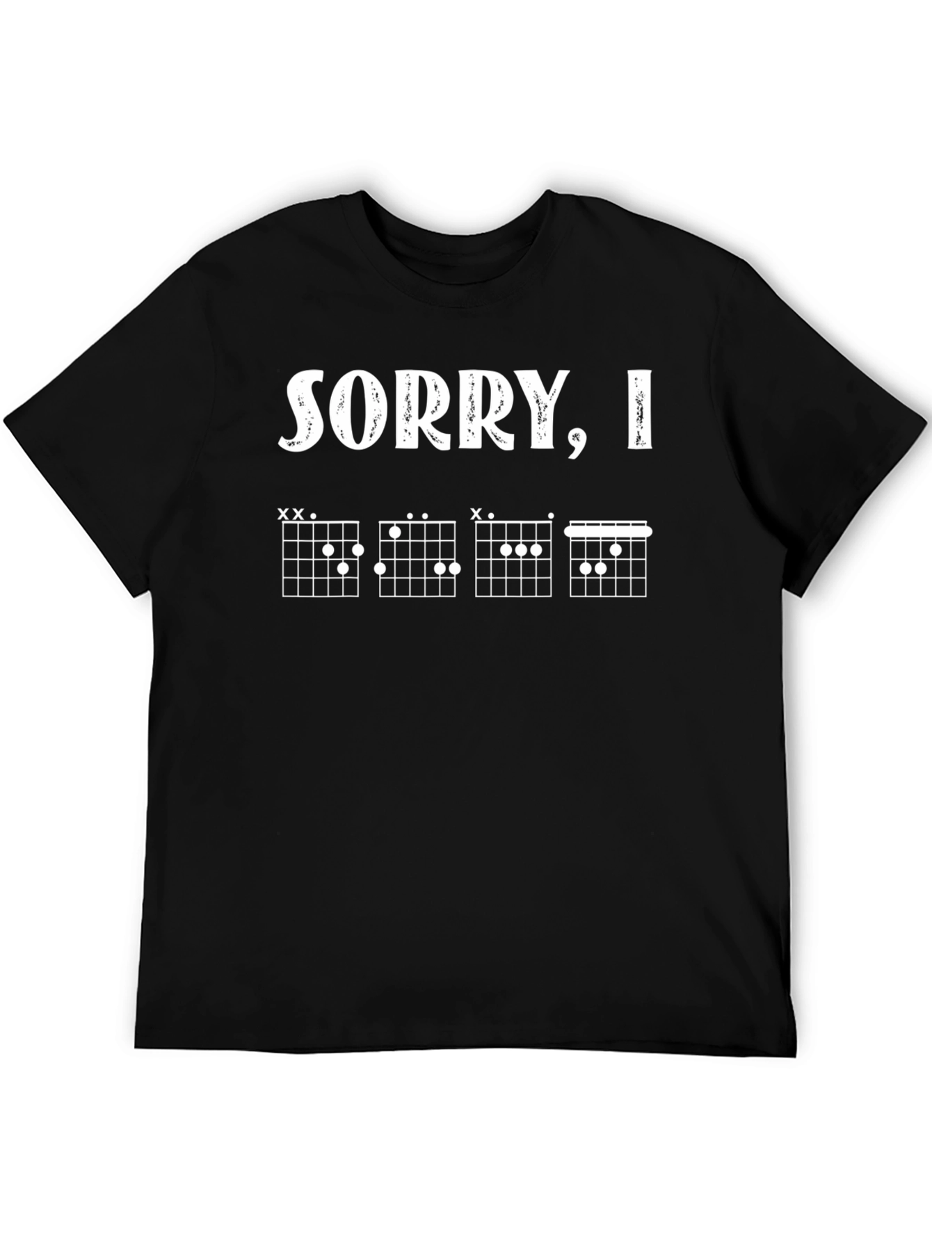 Black Sorry, I'm Busy Guitar Chords Funny Black T-Shirt view 5