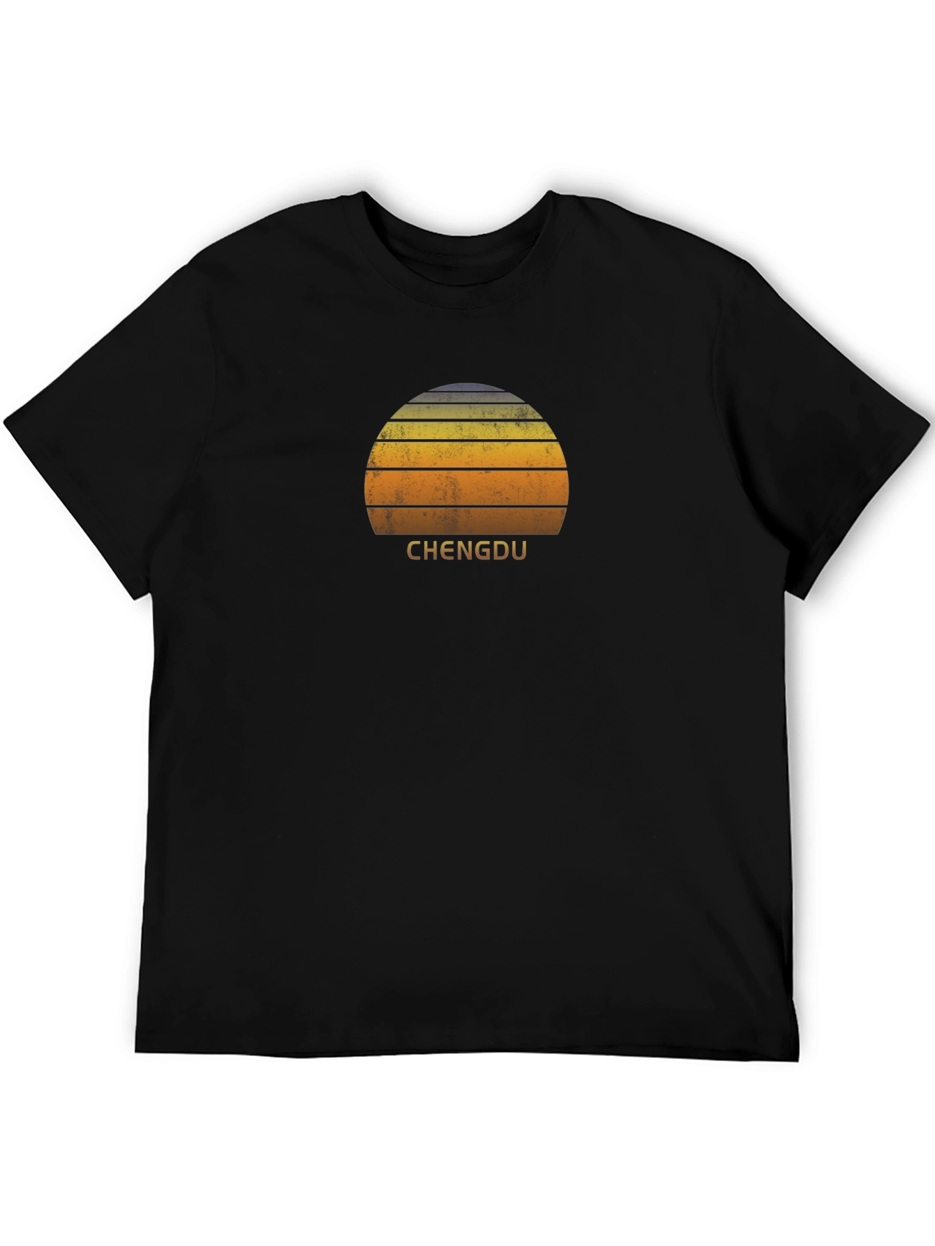 Black Chengdu Sunset Graphic T-Shirt - Retro Style view 5