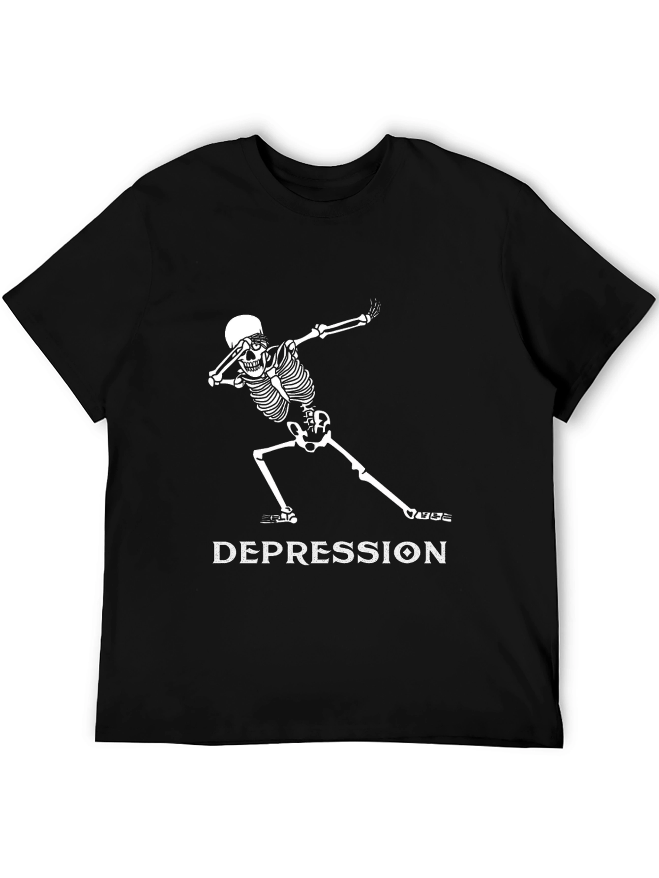 Black Dabbing Skeleton Depression T-Shirt - Unisex Graphic Tee view 5