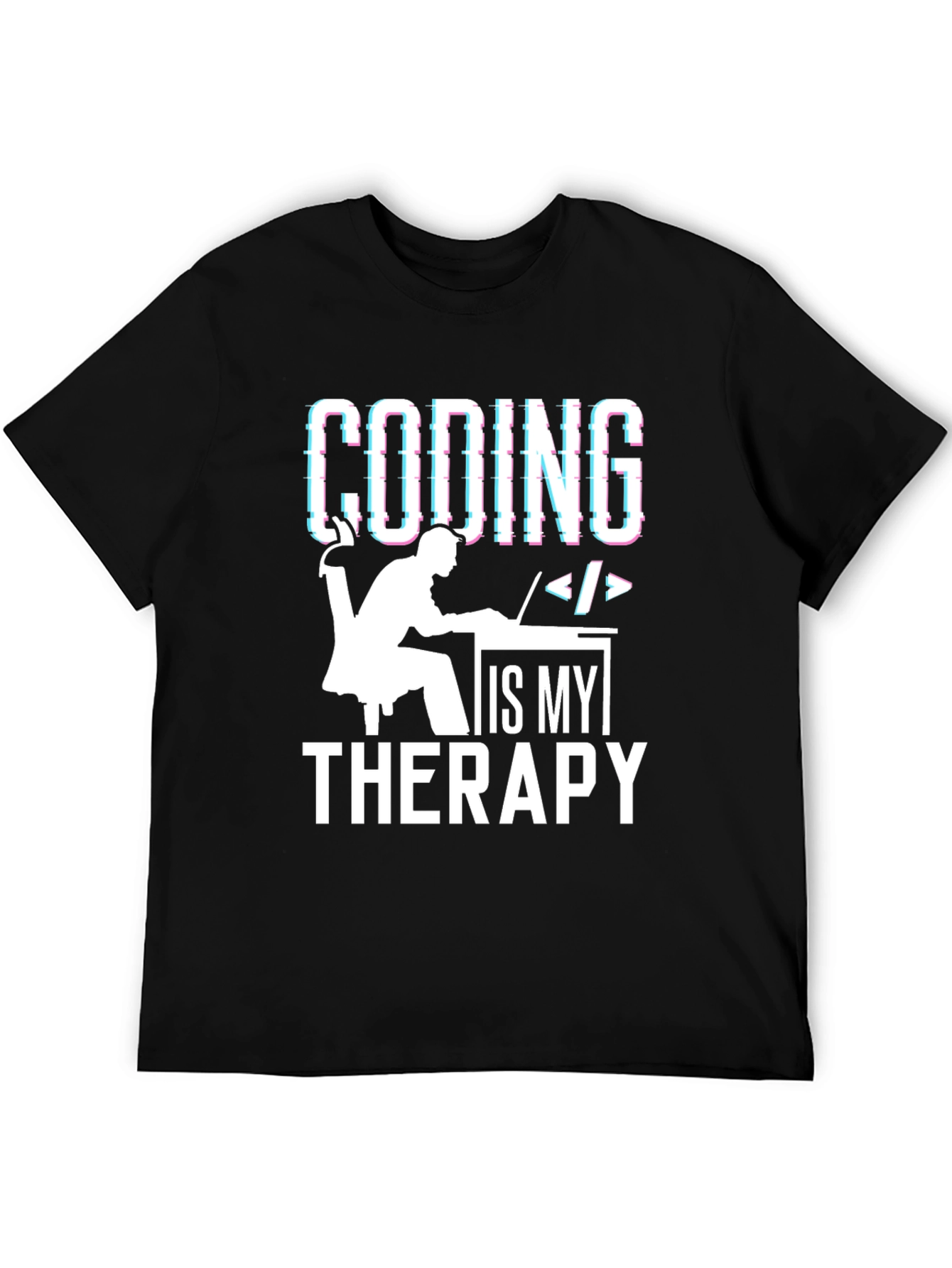 Black Coding is My Therapy T-Shirt Programmer Gift view 5