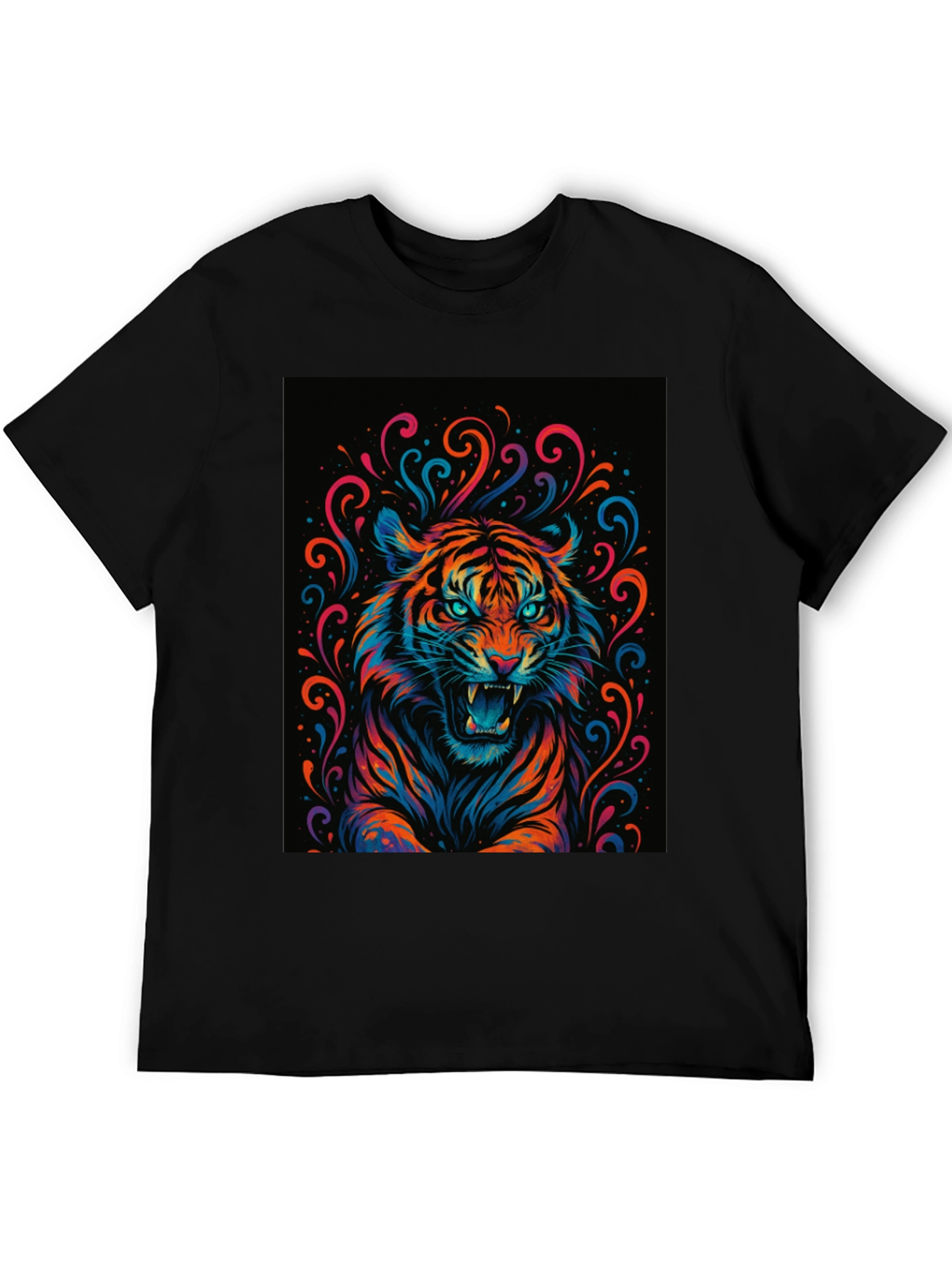 Black Vibrant Tiger Graphic Tee - Bold Statement Shirt view 5