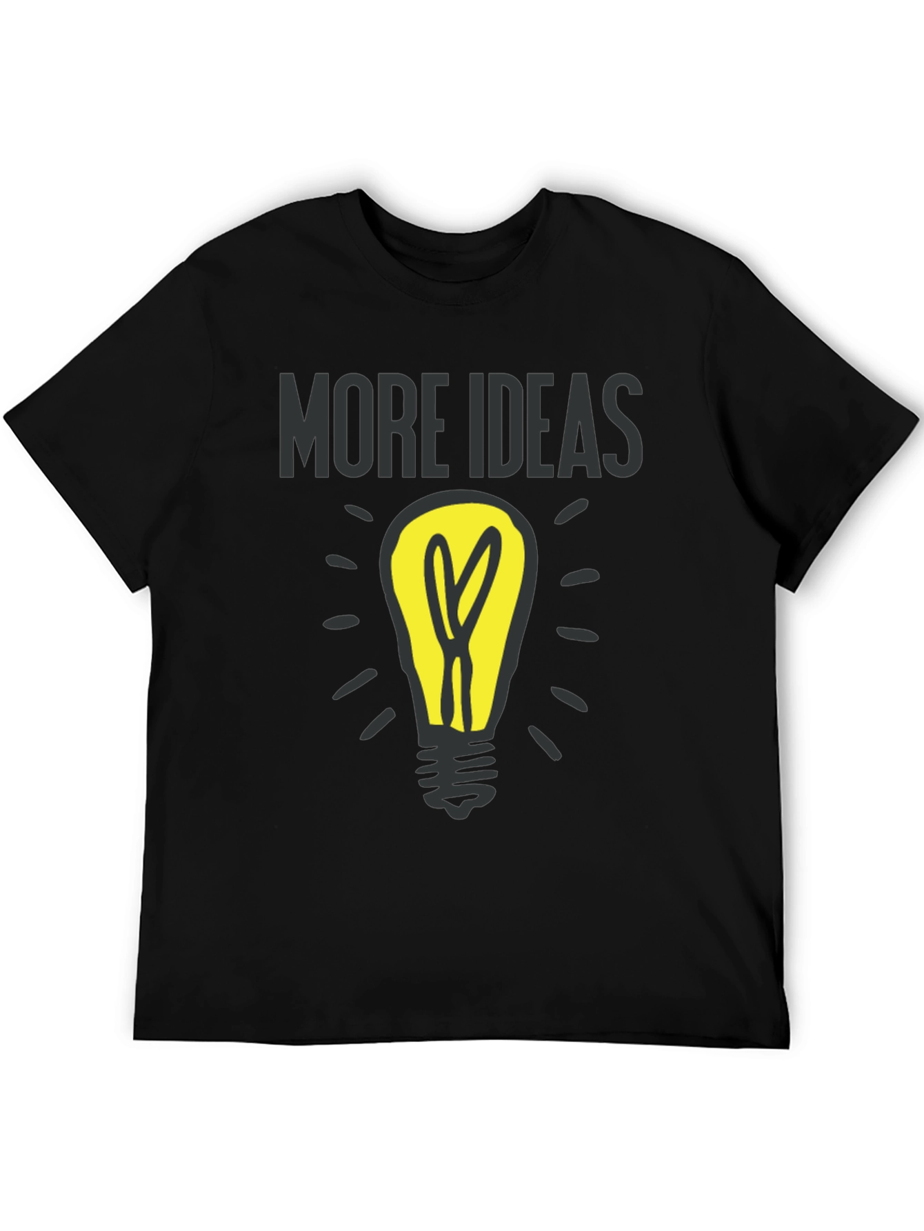 Black More Ideas Light Bulb Graphic T-Shirt view 5