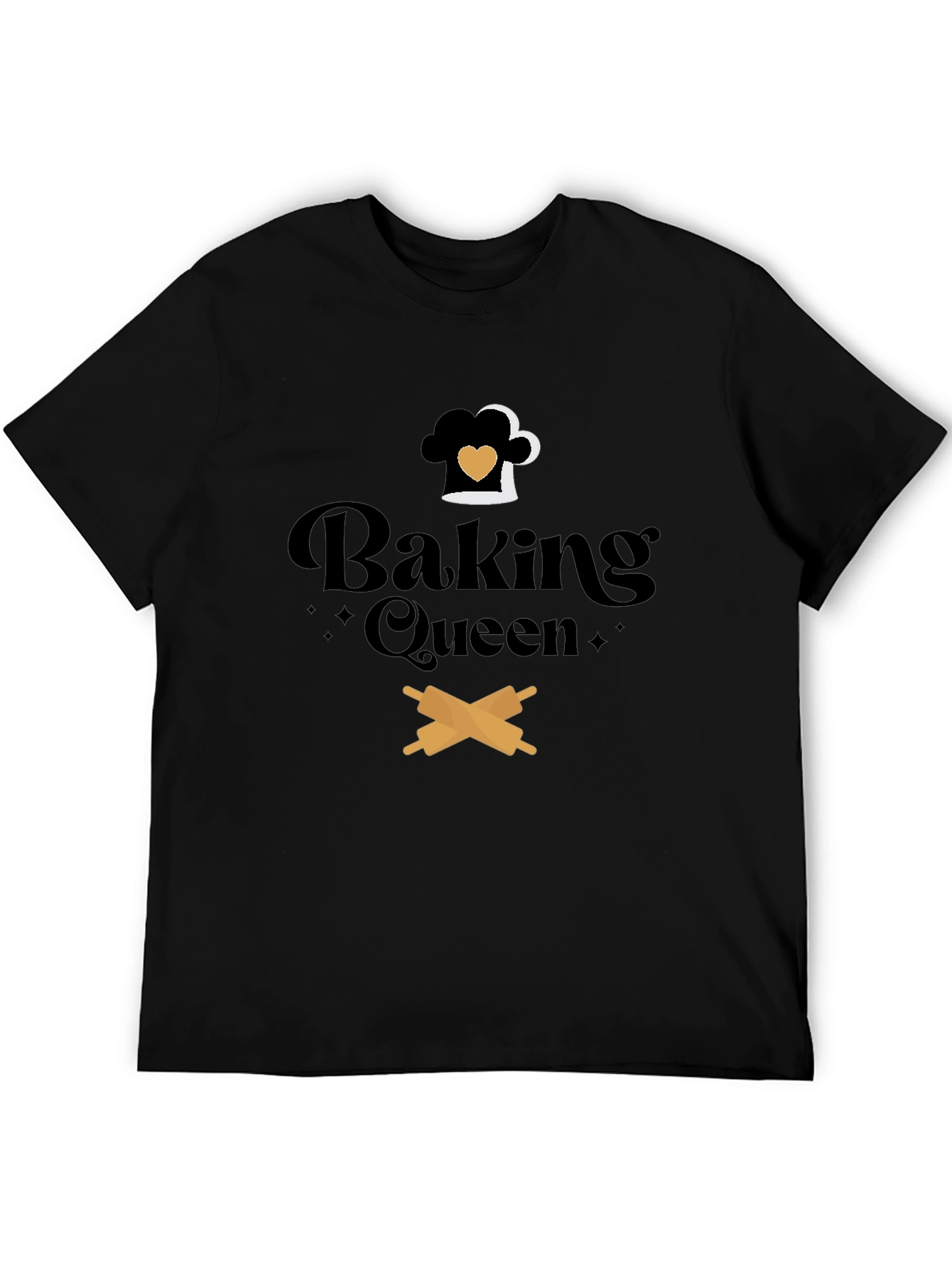 Black Baking Queen Graphic Tee - Chef Hat & Rolling Pins view 5