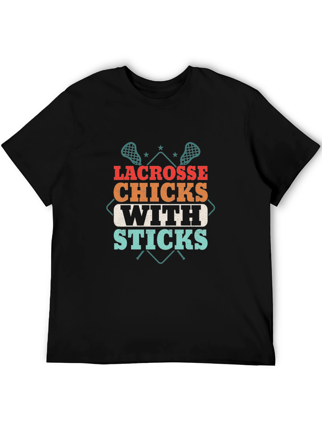 Black Lacrosse Chicks With Sticks T-Shirt - Unisex view 5