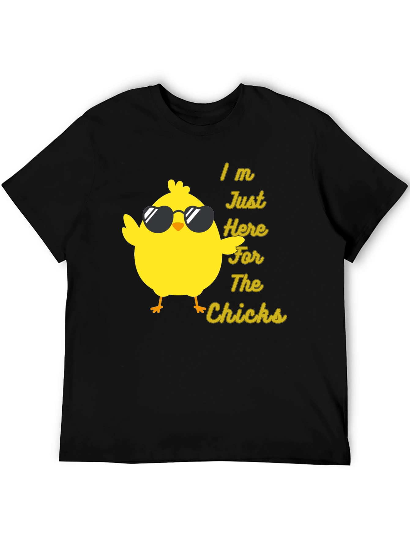 Black Funny Chicken T-Shirt - I'm Just Here for the Chicks view 5