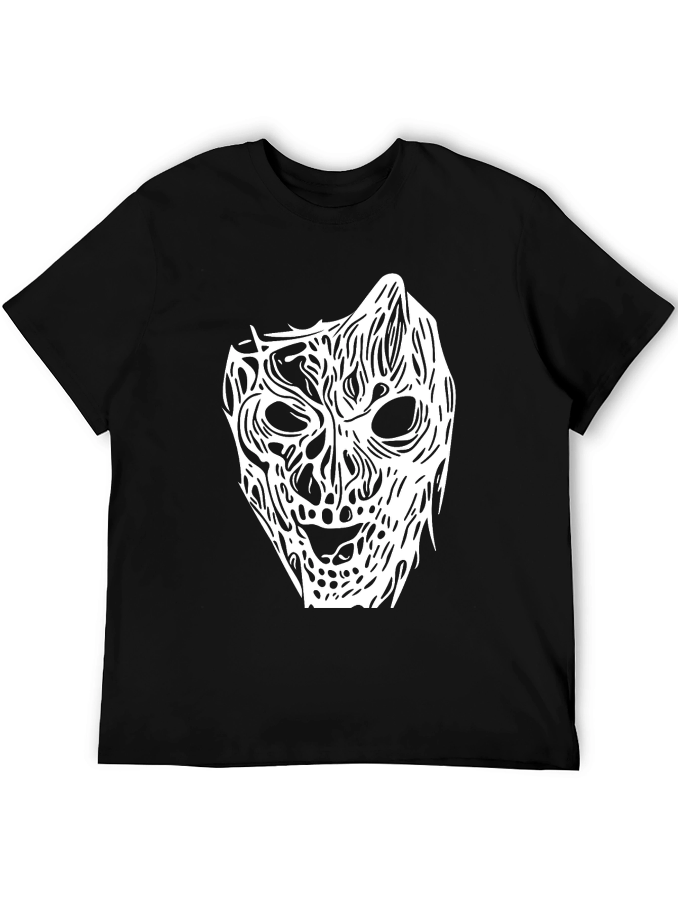 Black Horror Mask Graphic Tee - Black Cotton Shirt view 5