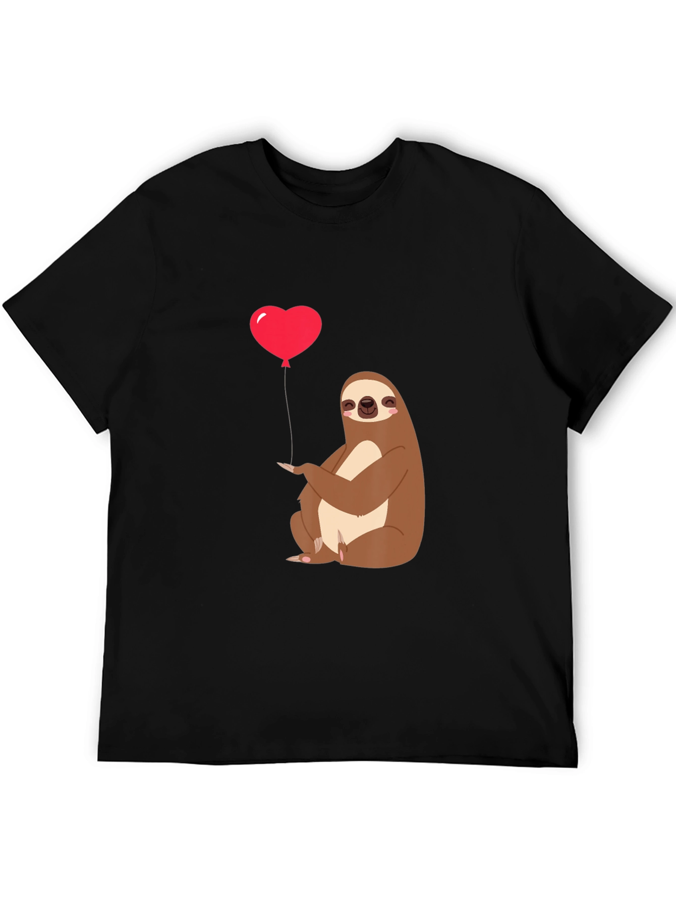 Black Sloth Heart Balloon Graphic Tee - Black view 5