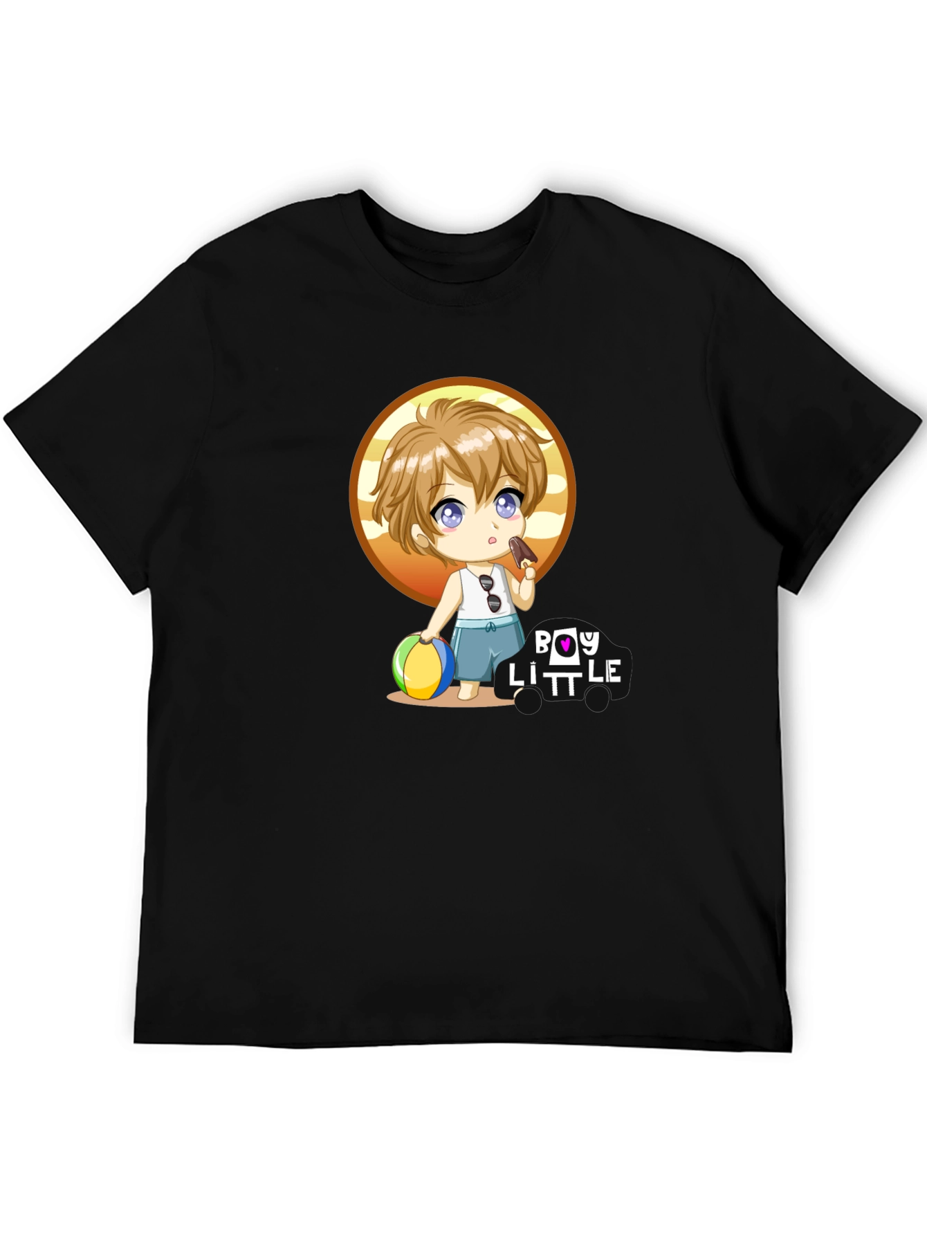 Black Boy Little Cartoon Graphic T-Shirt view 5