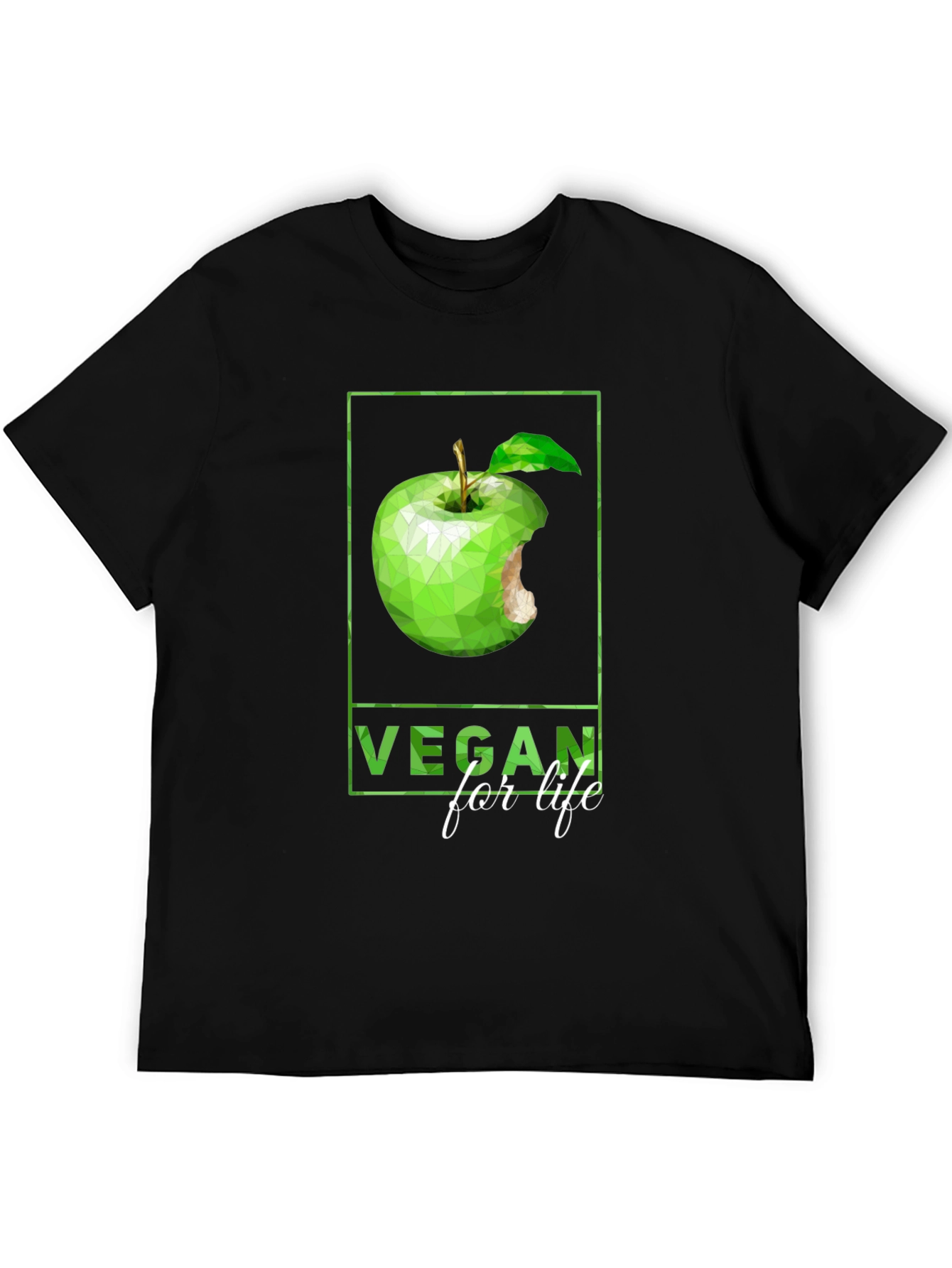 Black Vegan for Life Graphic Tee - Apple Design view 5