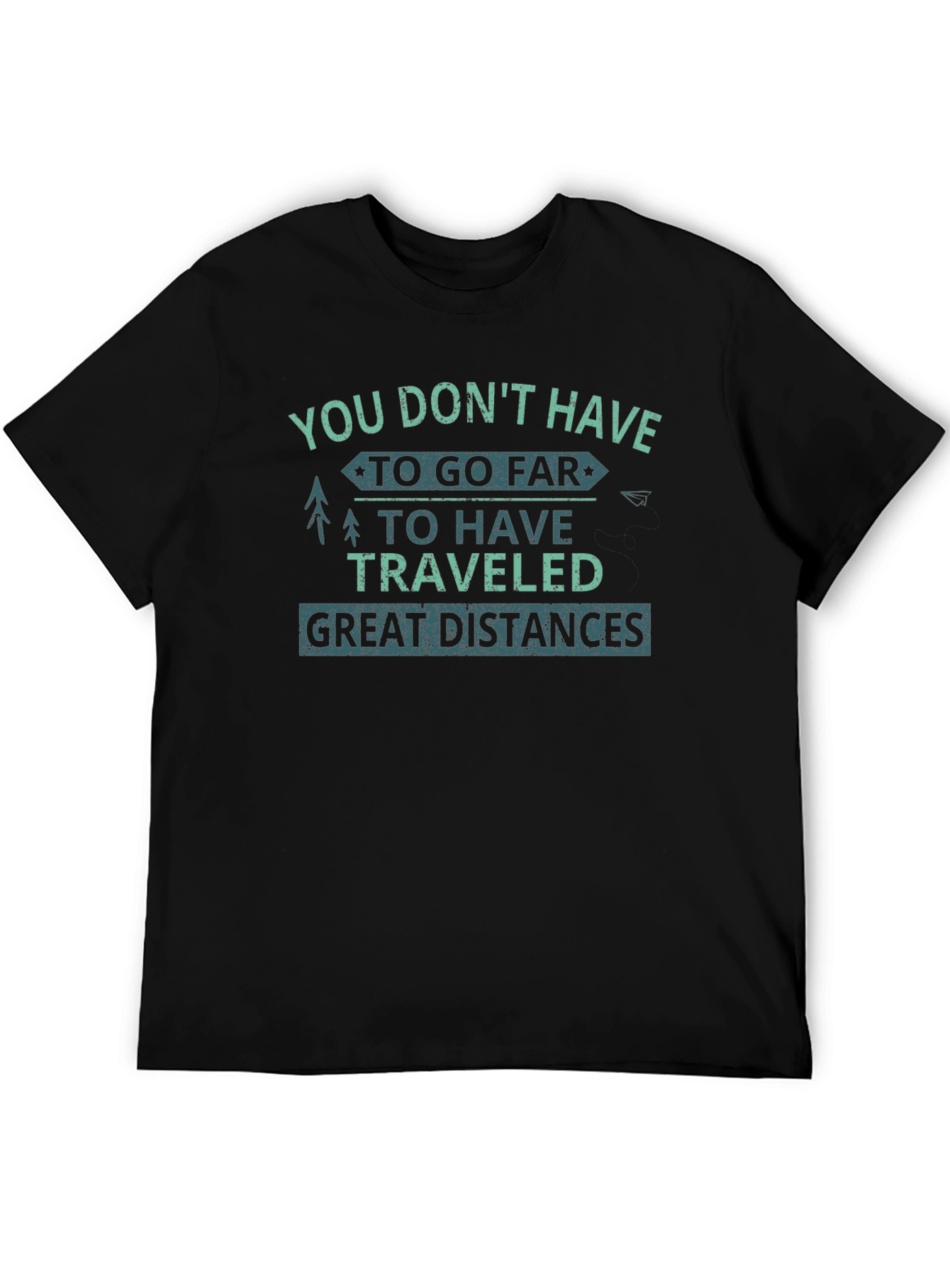 Black Travel Distances Graphic Print T-Shirt view 5