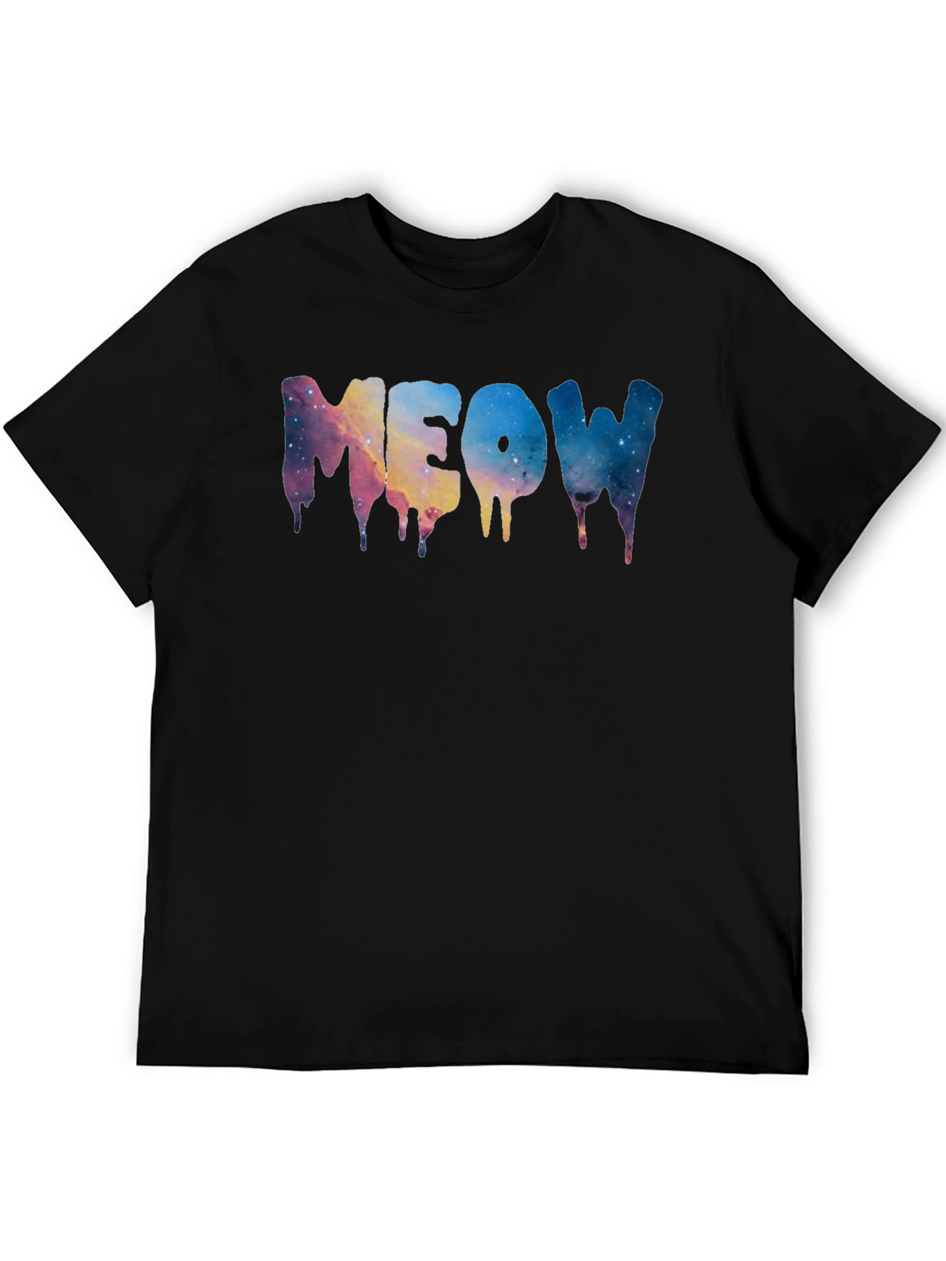 Black Meow Galaxy Drip Black T-Shirt view 5