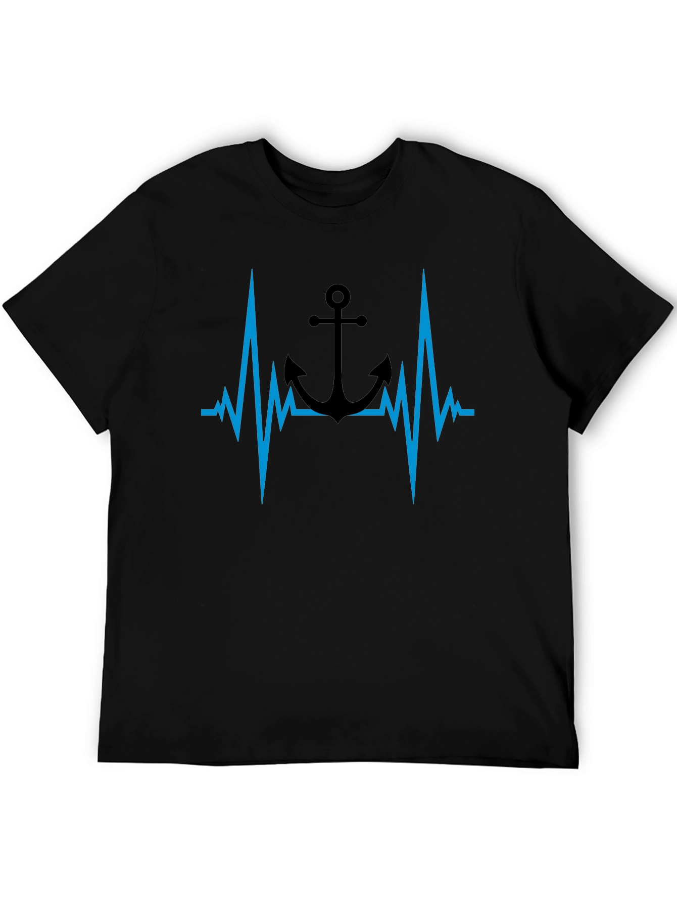 Black Anchor Heartbeat Graphic Tee view 5