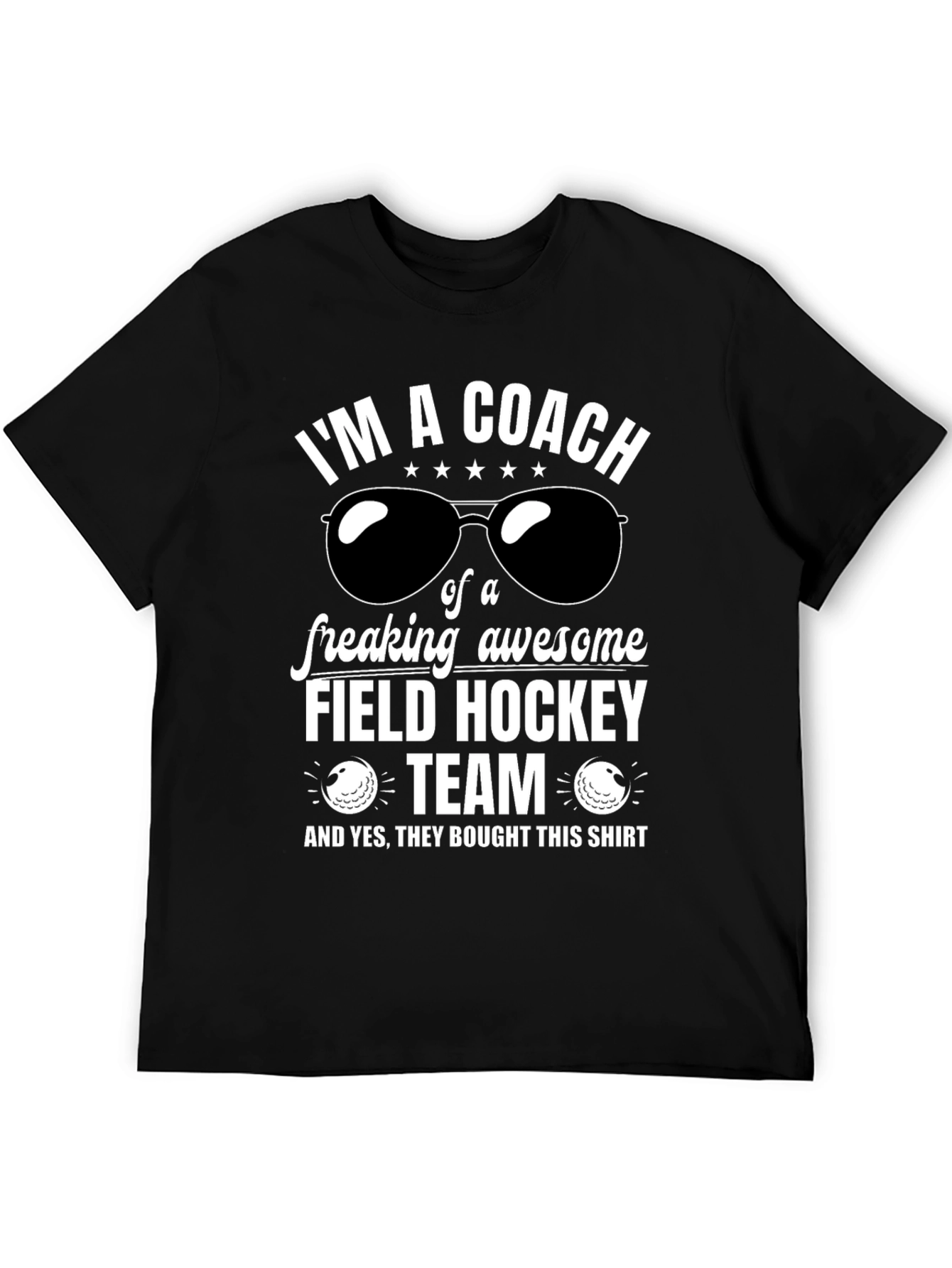Black Field Hockey Coach T-Shirt - Awesome Team Gift view 5