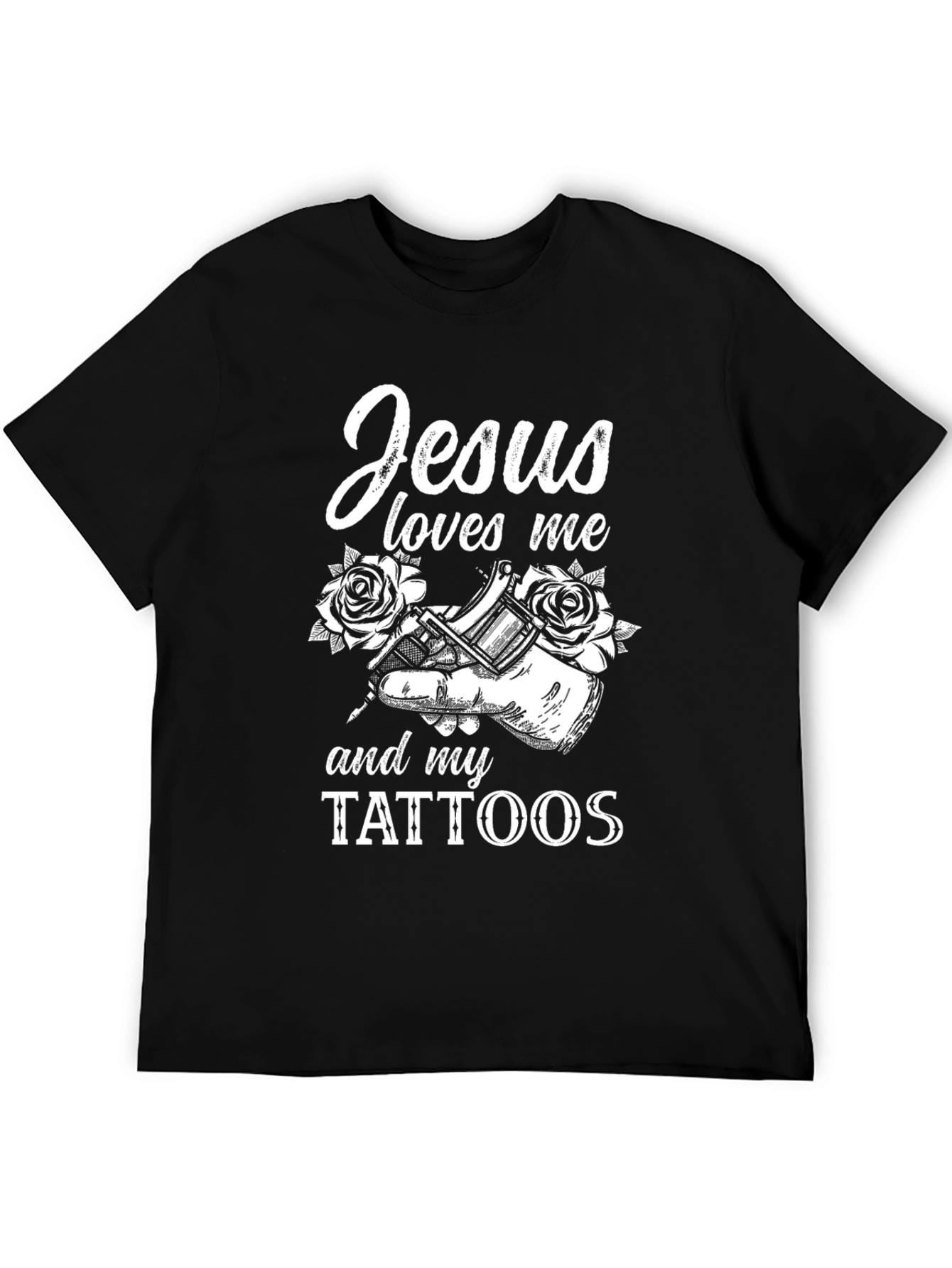 Black Jesus Loves Me and My Tattoos Graphic Tee view 5