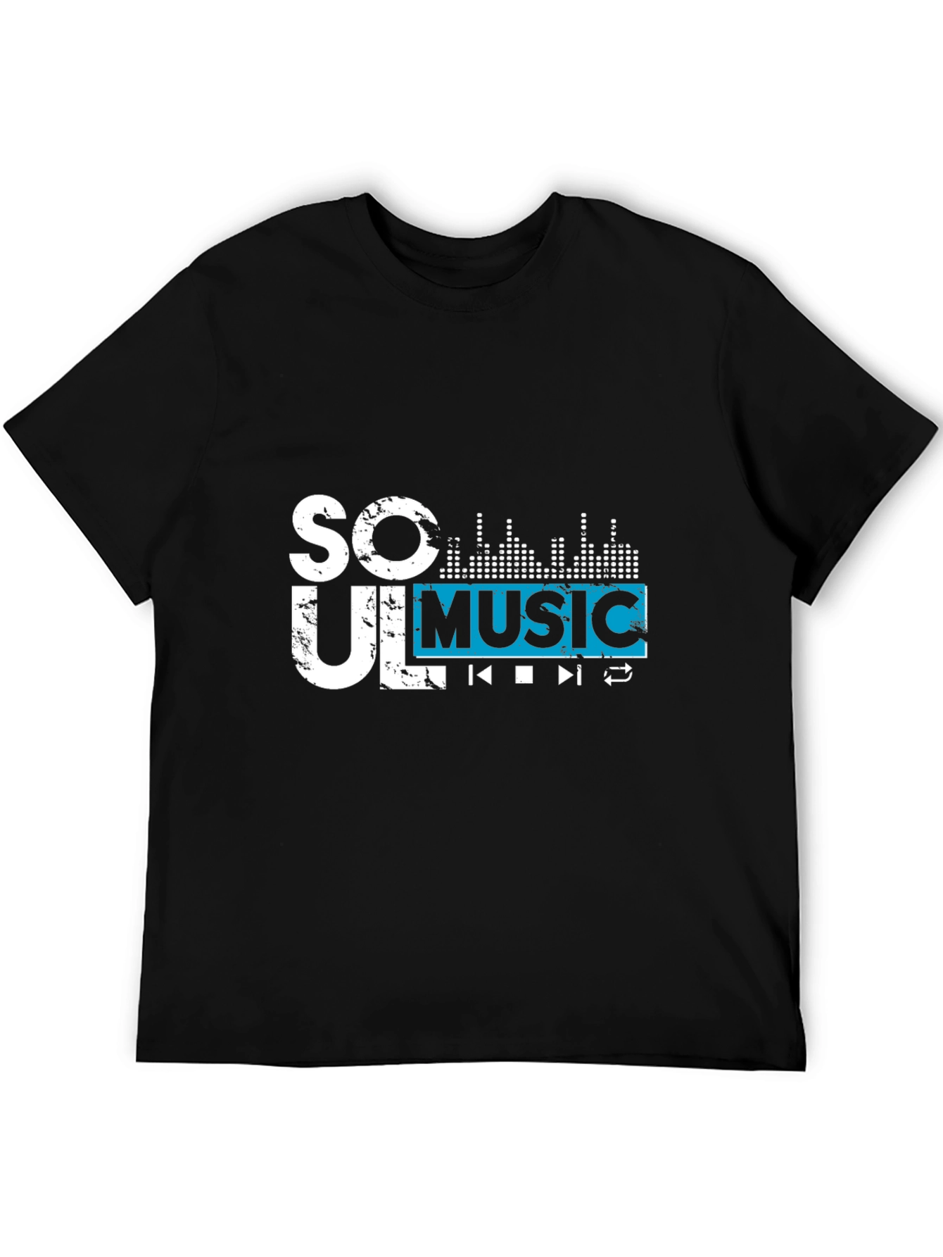 Black Soul Music Graphic Tee - Black Short Sleeve Casual Shirt view 5