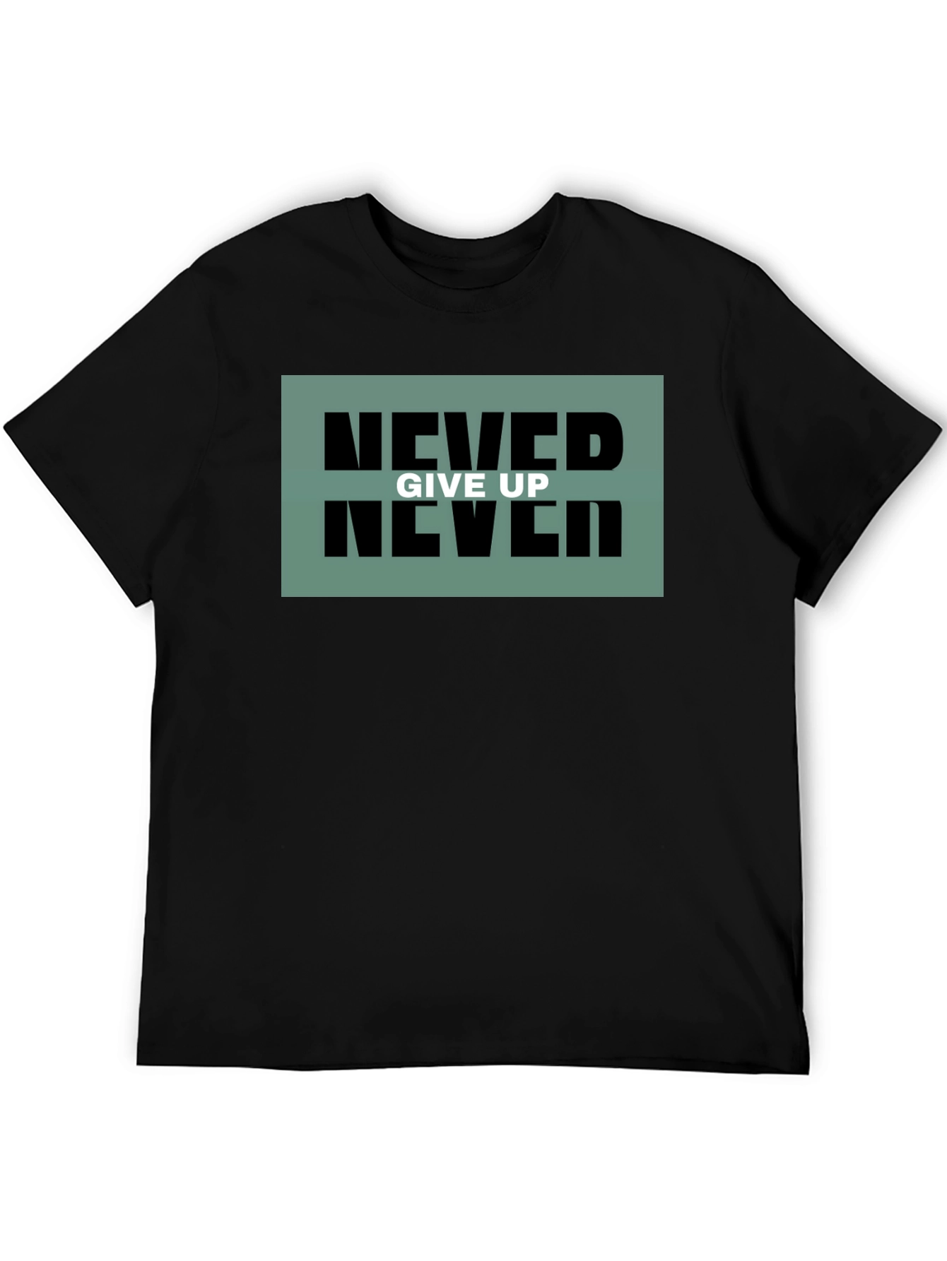 Black Never Give Up Black Graphic Tee view 5