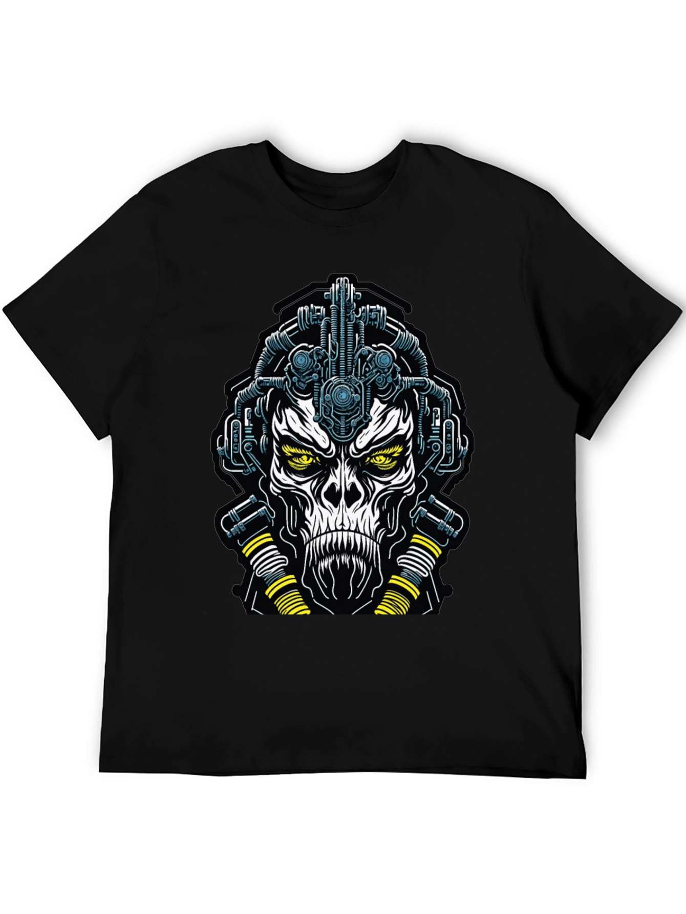 Black Cyberpunk Skull Graphic Tee - Black view 5