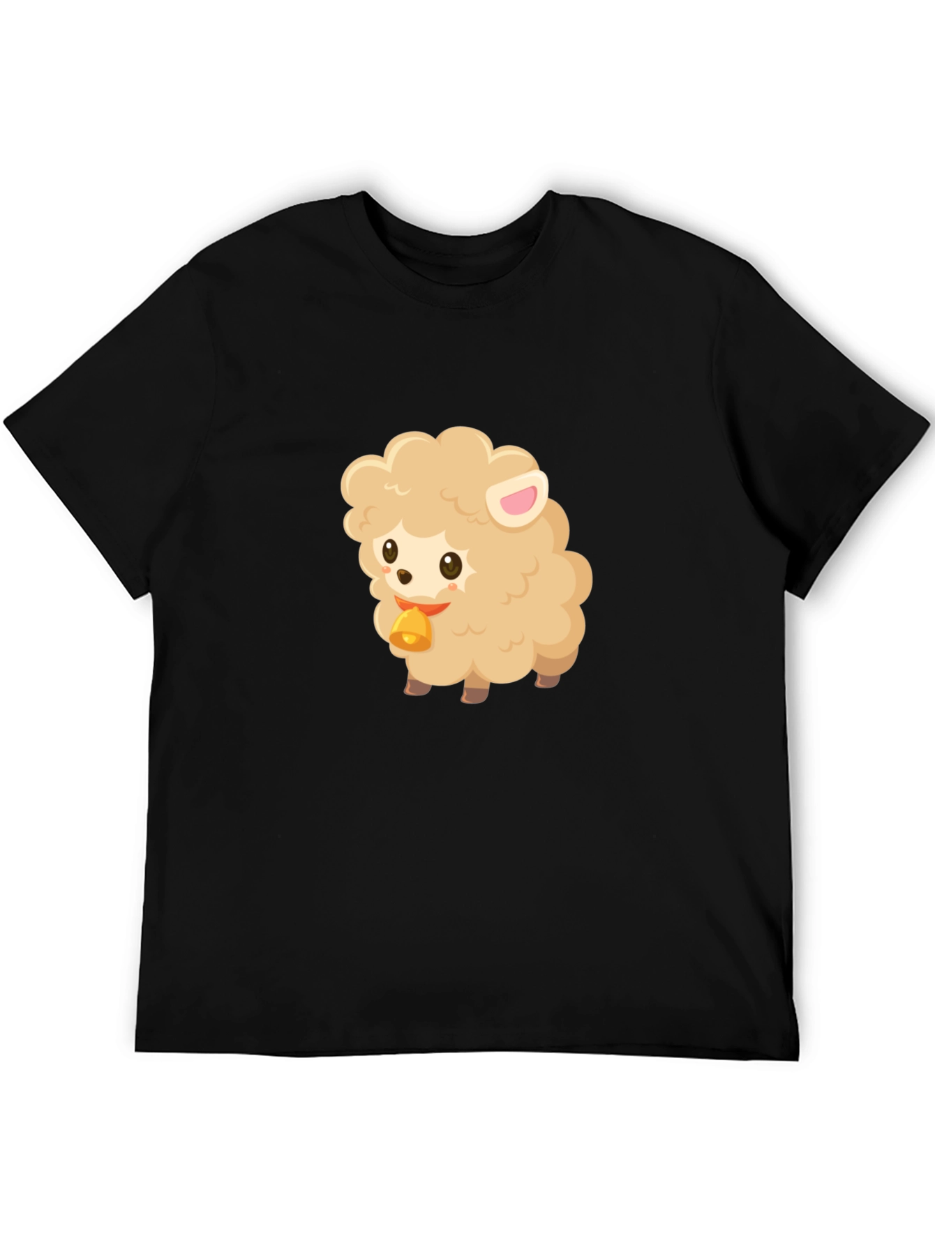 Black Cute Sheep Graphic Tee - Black Cotton Blend view 5