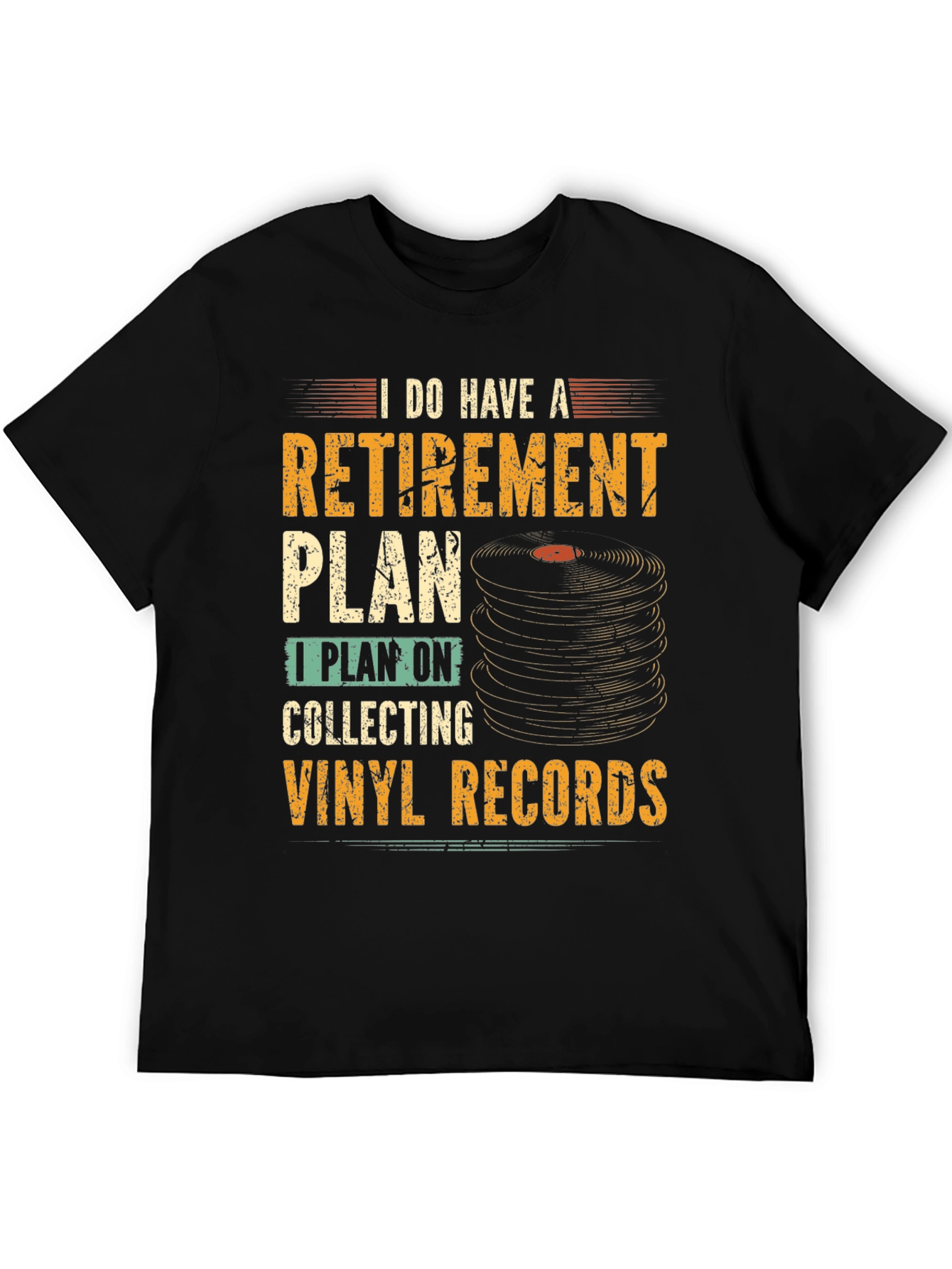Black Retirement Vinyl Record Collector T-Shirt view 5