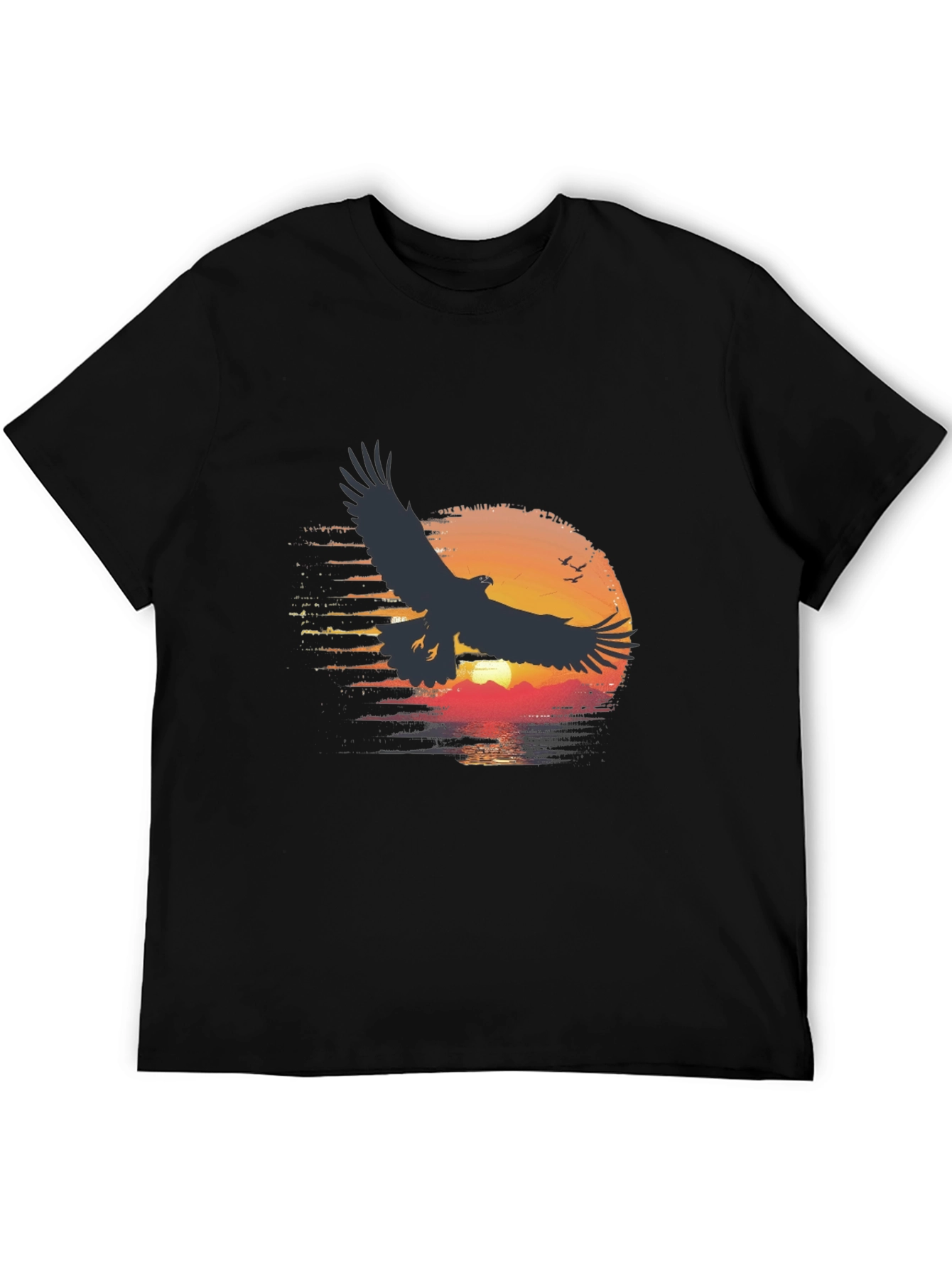 Black Eagle Sunset Graphic Tee - Black Cotton Blend view 5