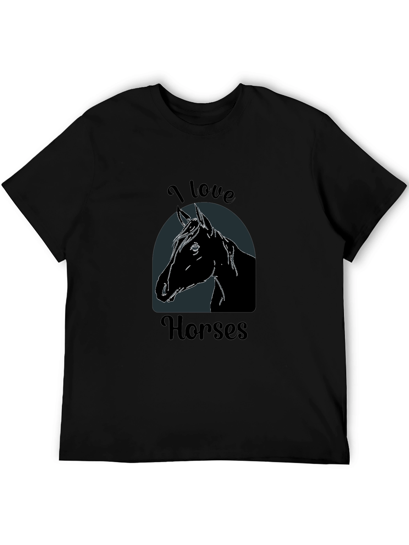 Black I Love Horses Black T-Shirt - Equestrian Tee view 5