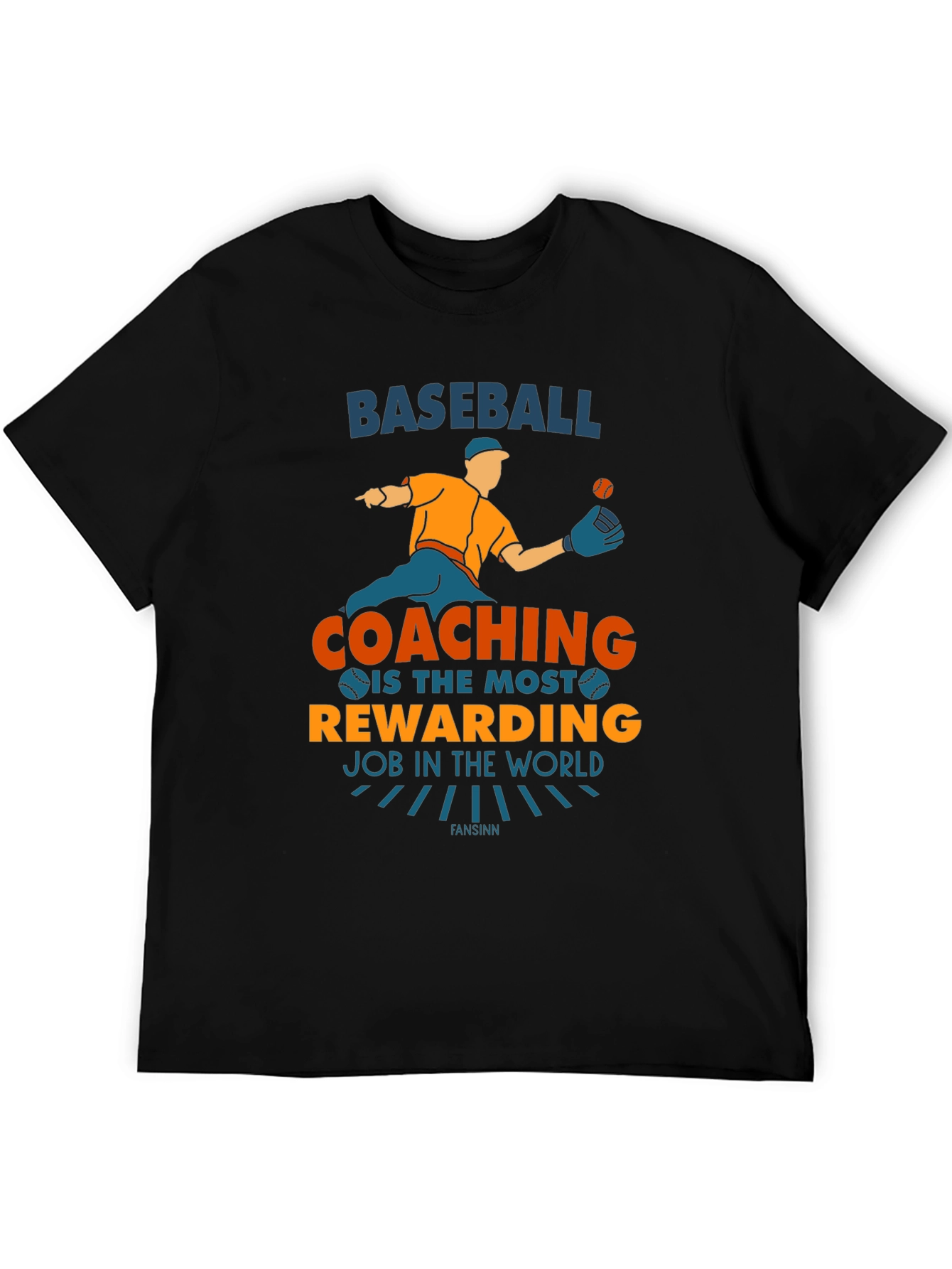 Black Baseball Coaching T-Shirt: Most Rewarding Job Graphic Tee view 5
