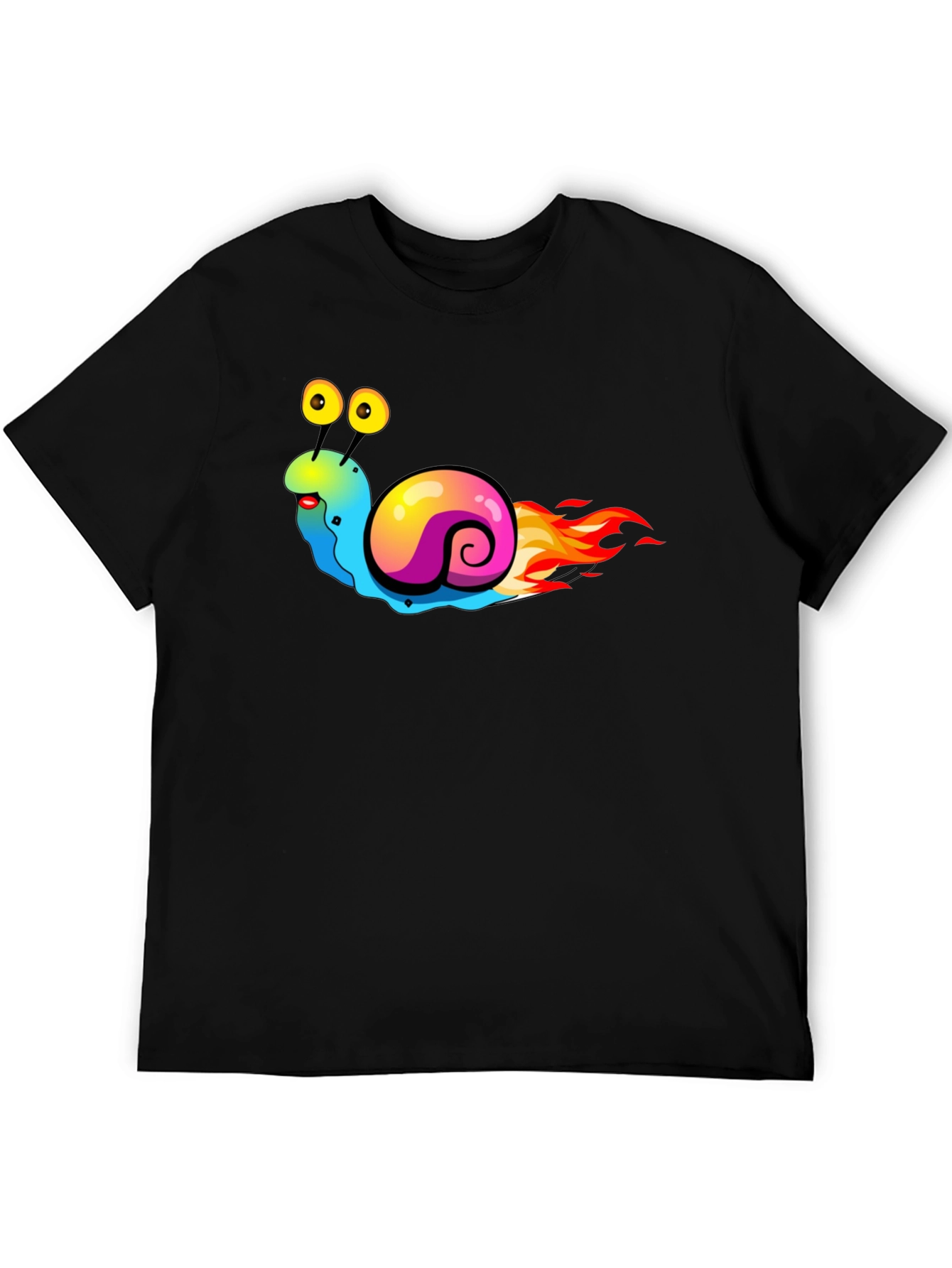 Black Funny Fast Snail Graphic Tee - Black Cotton Shirt view 5