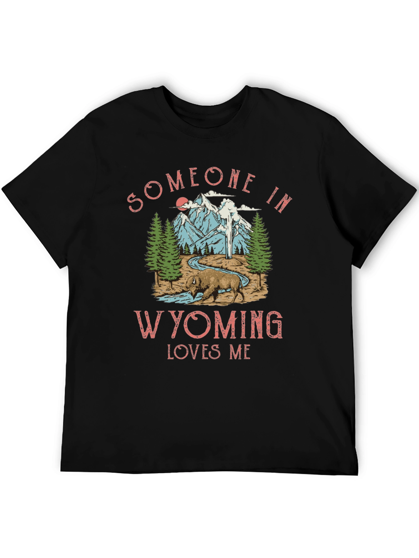 Black Wyoming Loves Me Graphic Tee - Black view 5