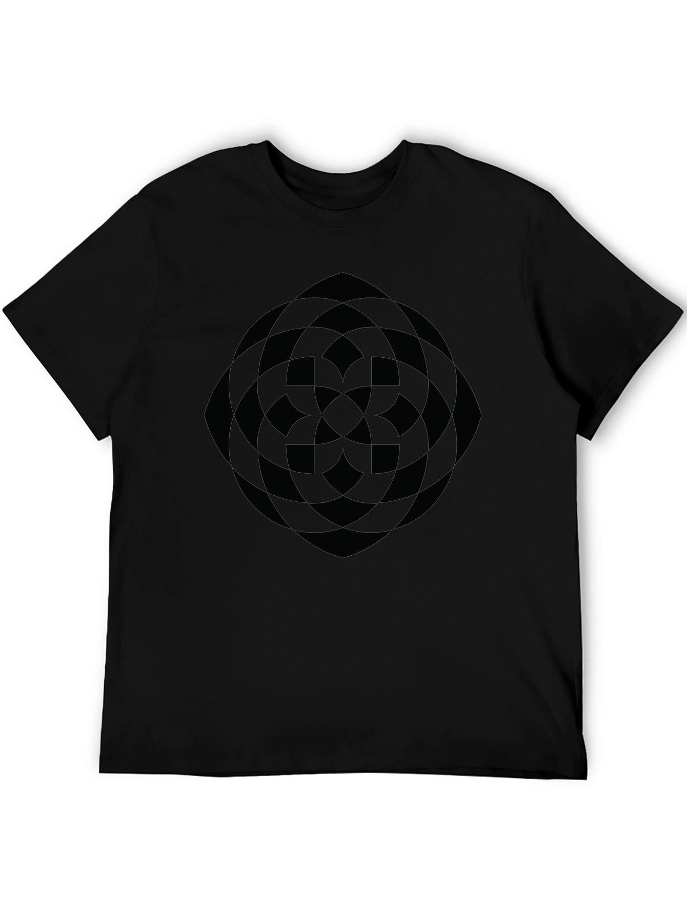 Black Abstract Geometric Pattern Black T-Shirt view 5