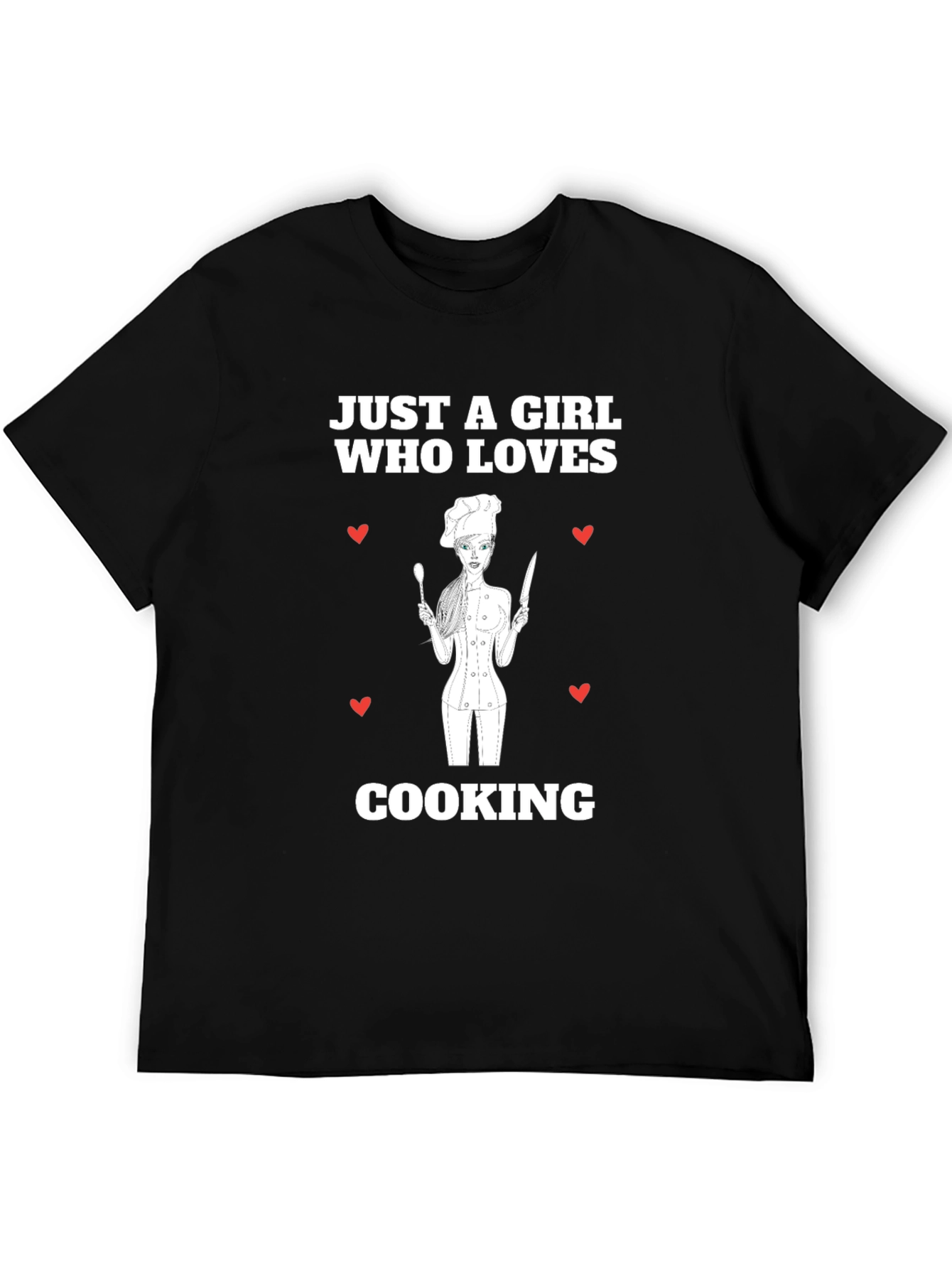 Black Just A Girl Who Loves Cooking T-Shirt view 5
