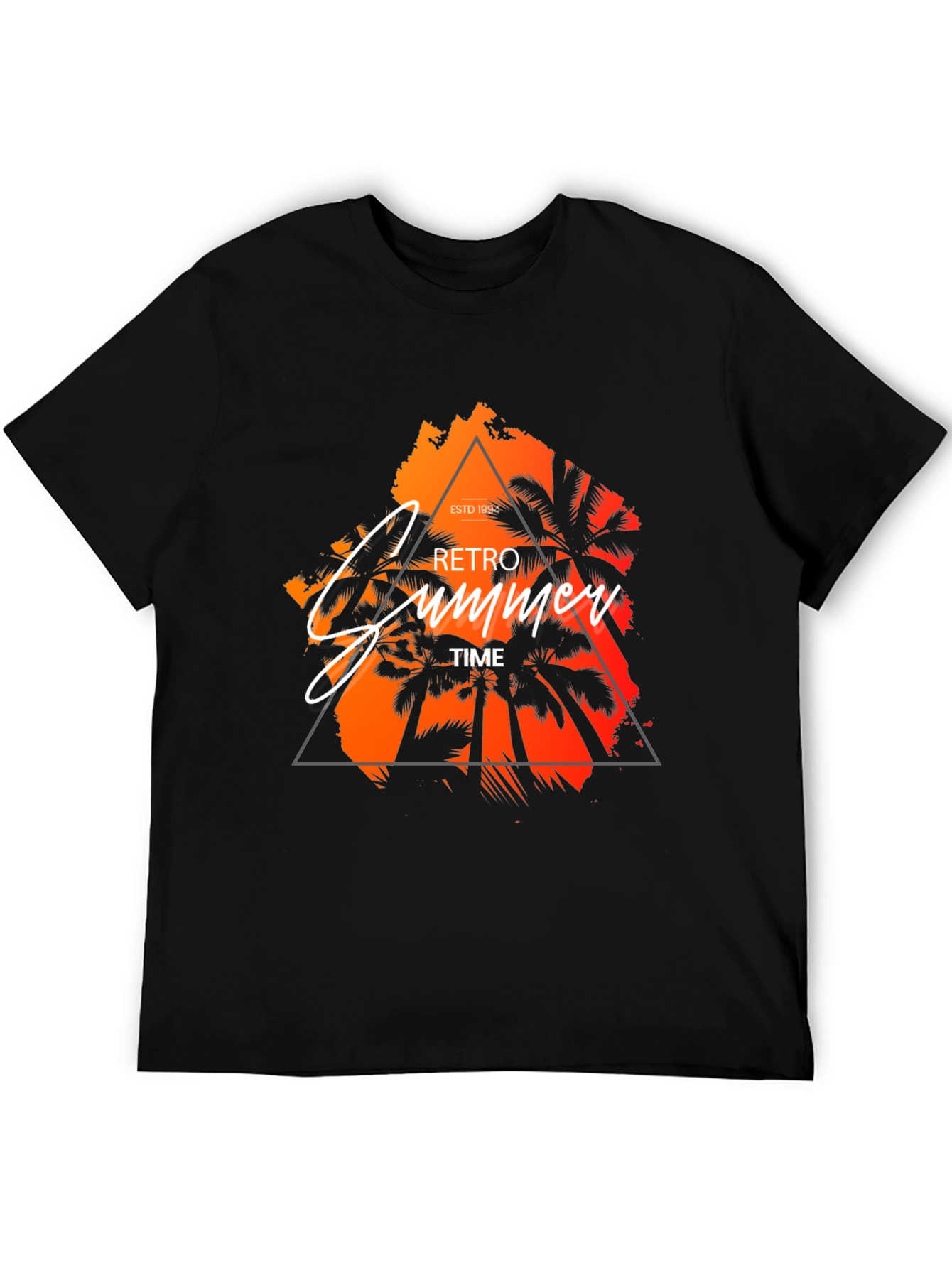 Black Retro Summer Time Graphic T-Shirt view 5