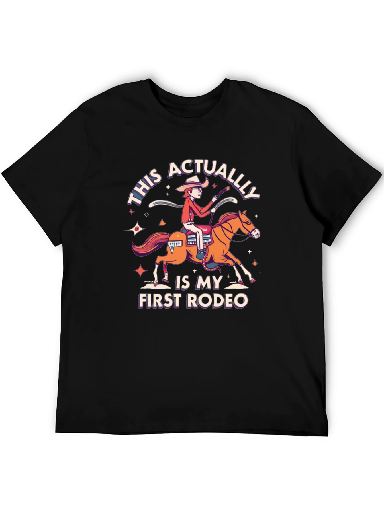 Black First Rodeo T-Shirt - Funny Cowboy Graphic Tee view 5