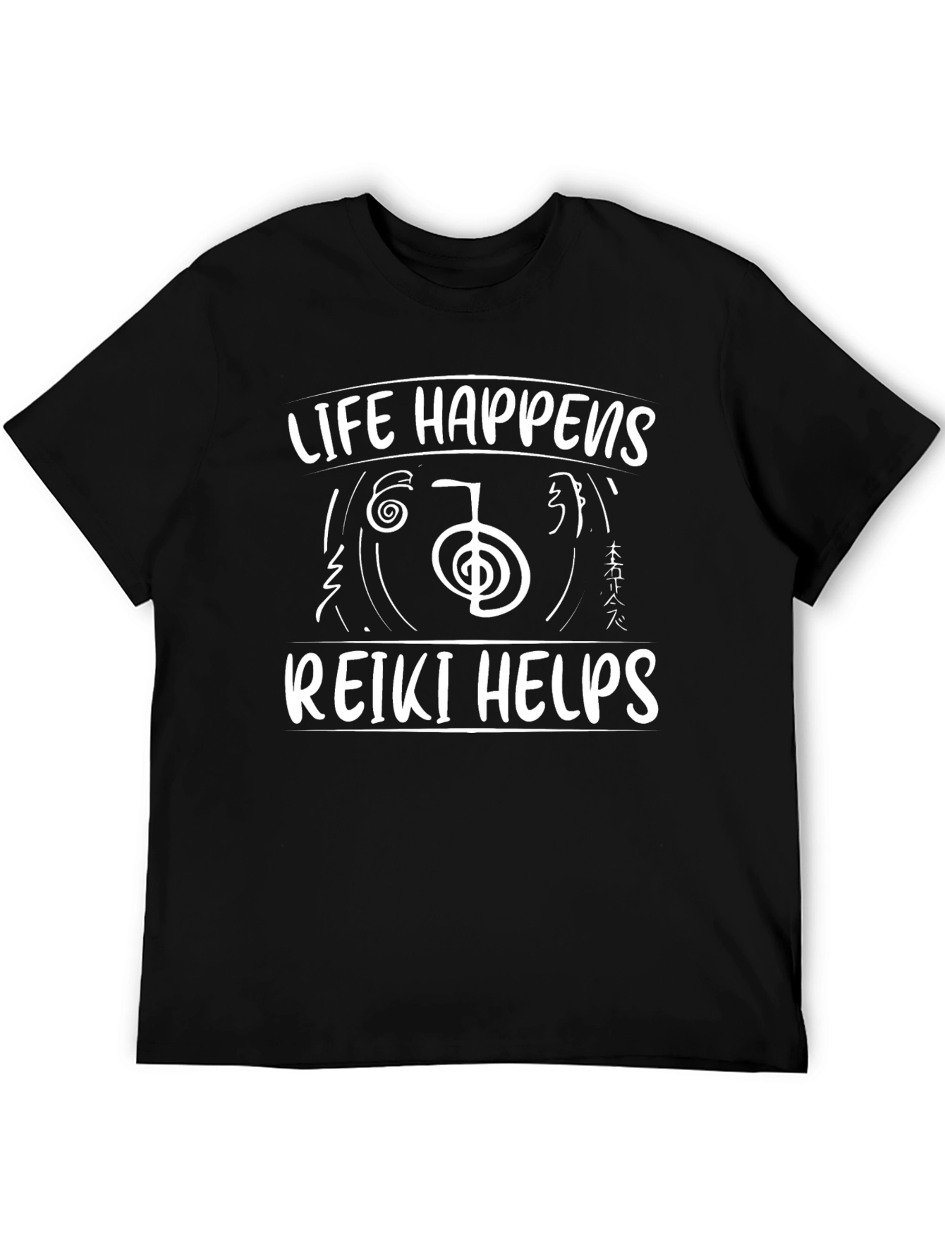 Life Happens Reiki Helps Black Graphic T-Shirt - 5