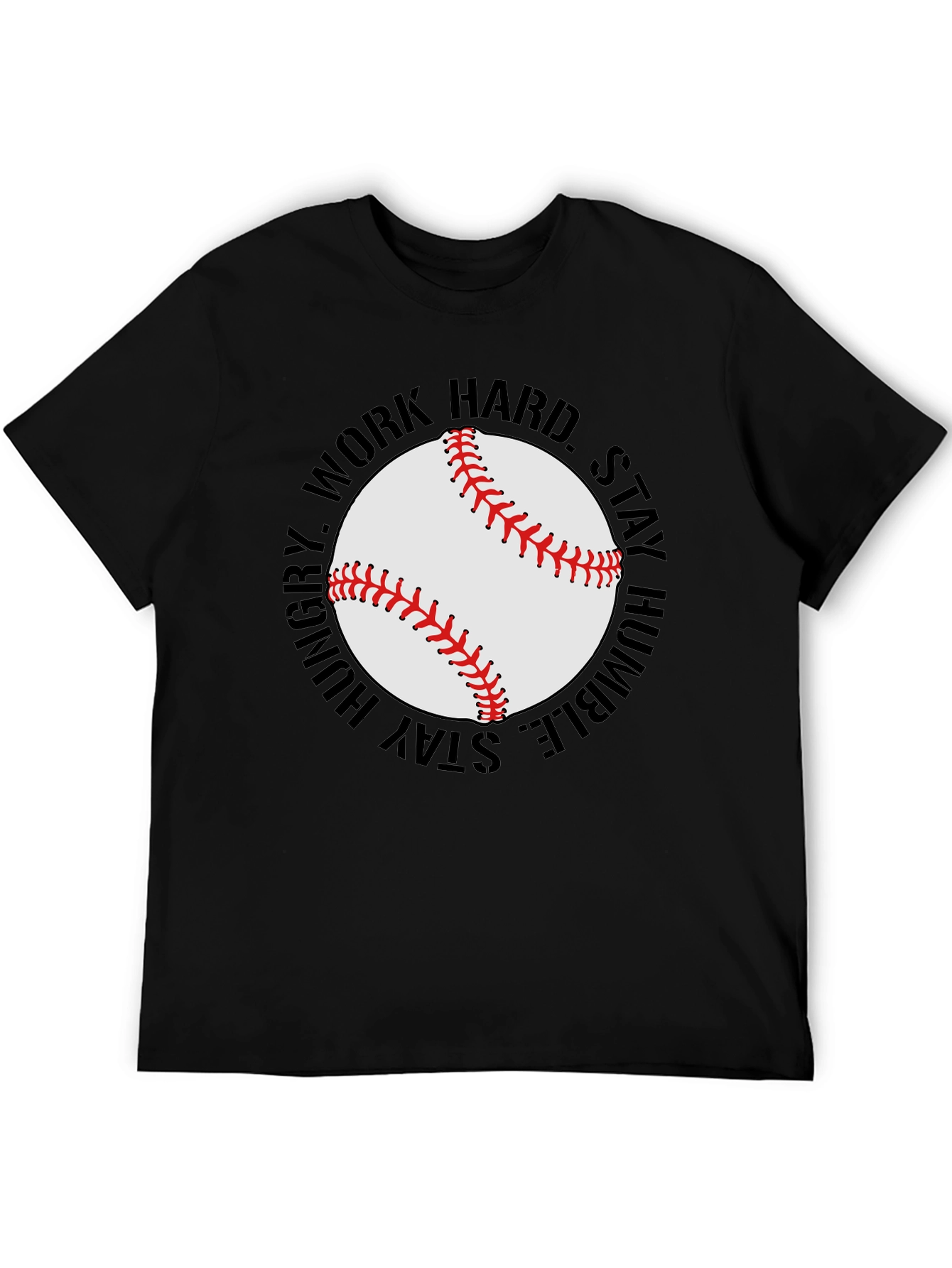 Black Baseball Graphic T-Shirt - Work Hard, Stay Humble view 5