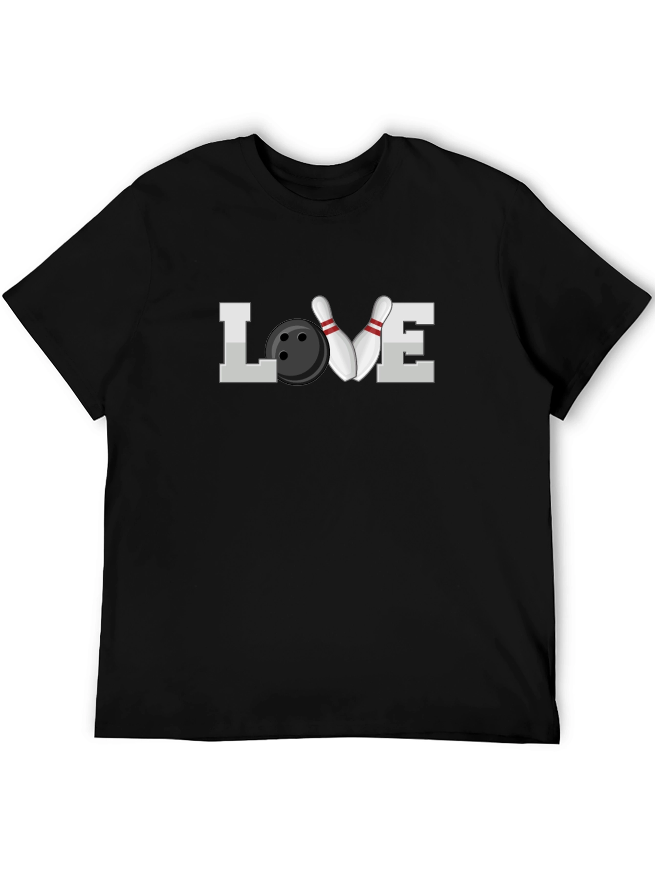 Black Bowling Love Graphic T-Shirt - Black Crew Neck Tee view 5