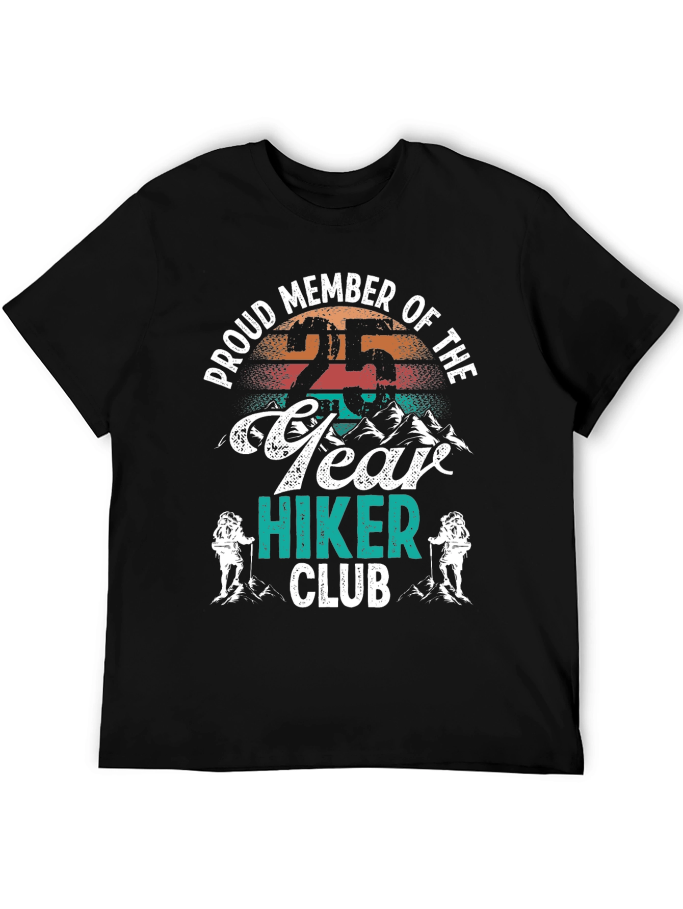 Black 25 Year Hiker Club Tee - Proud Member Hiking Apparel view 5