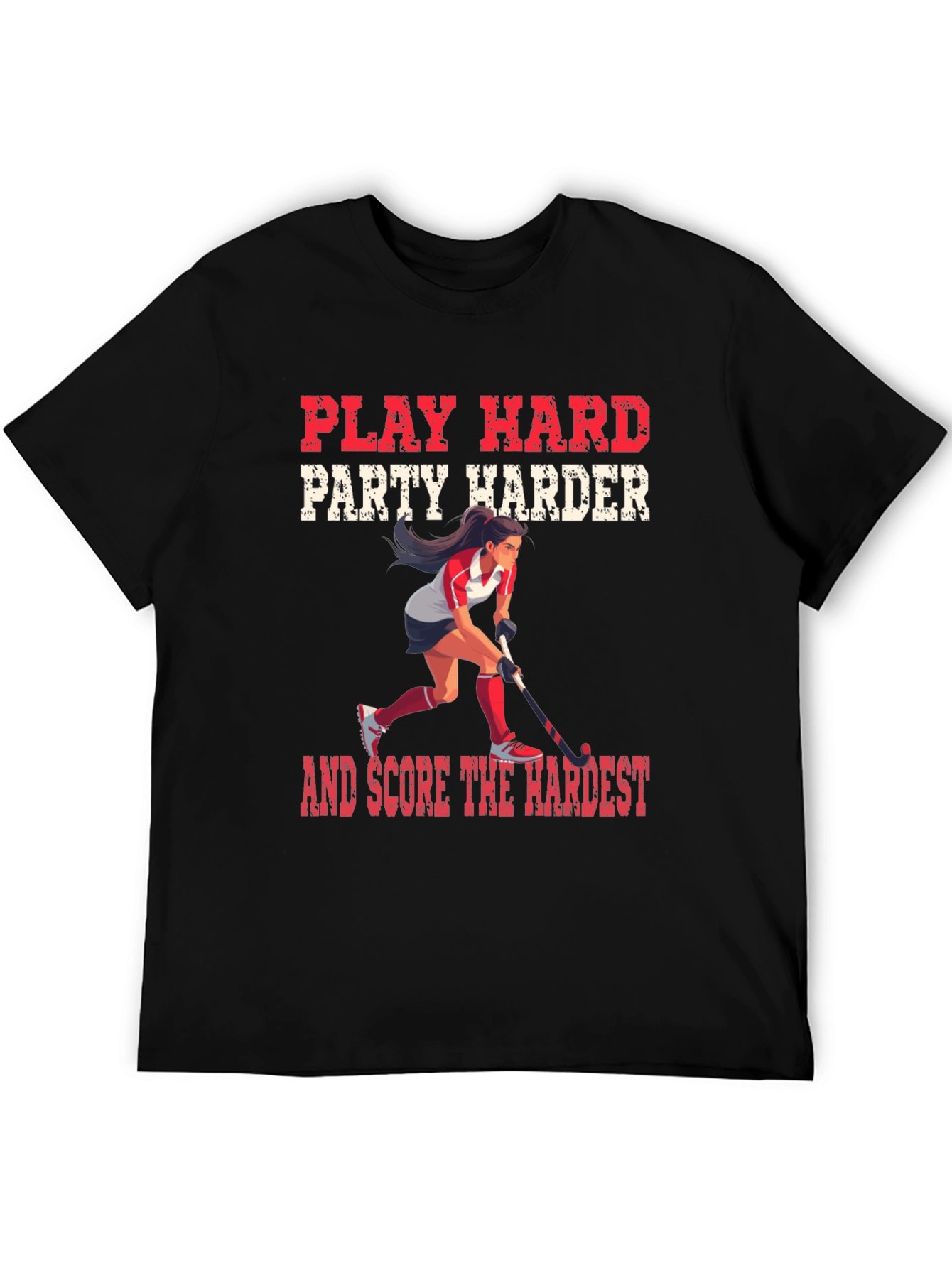 Black Play Hard Hockey Graphic Tee view 5
