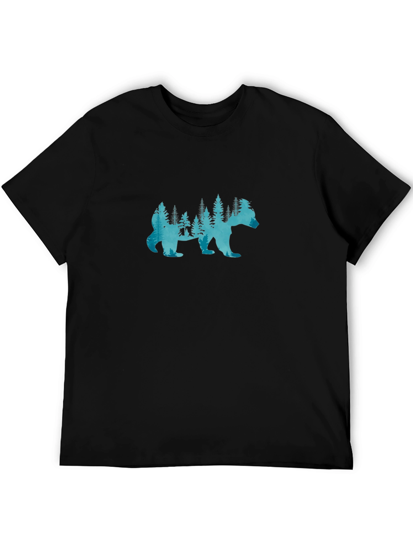 Black Nature Bear Silhouette Graphic T-Shirt - Black view 5