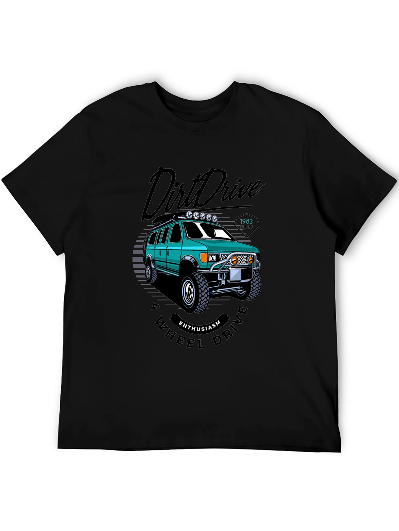 Black Dirt Drive 4-Wheel Enthusiast T-Shirt view 5
