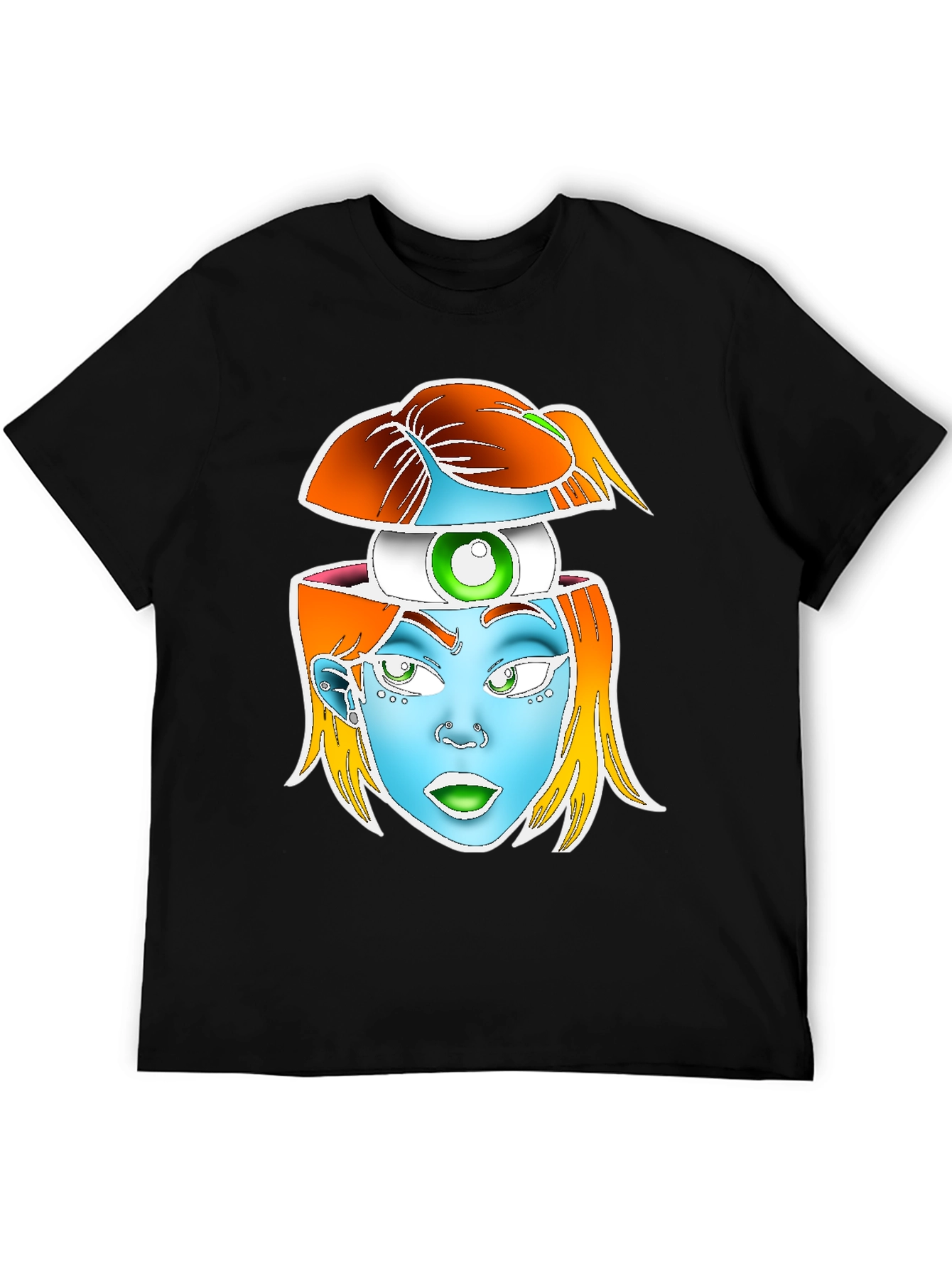 Black Surreal Head Graphic Tee - Black view 5