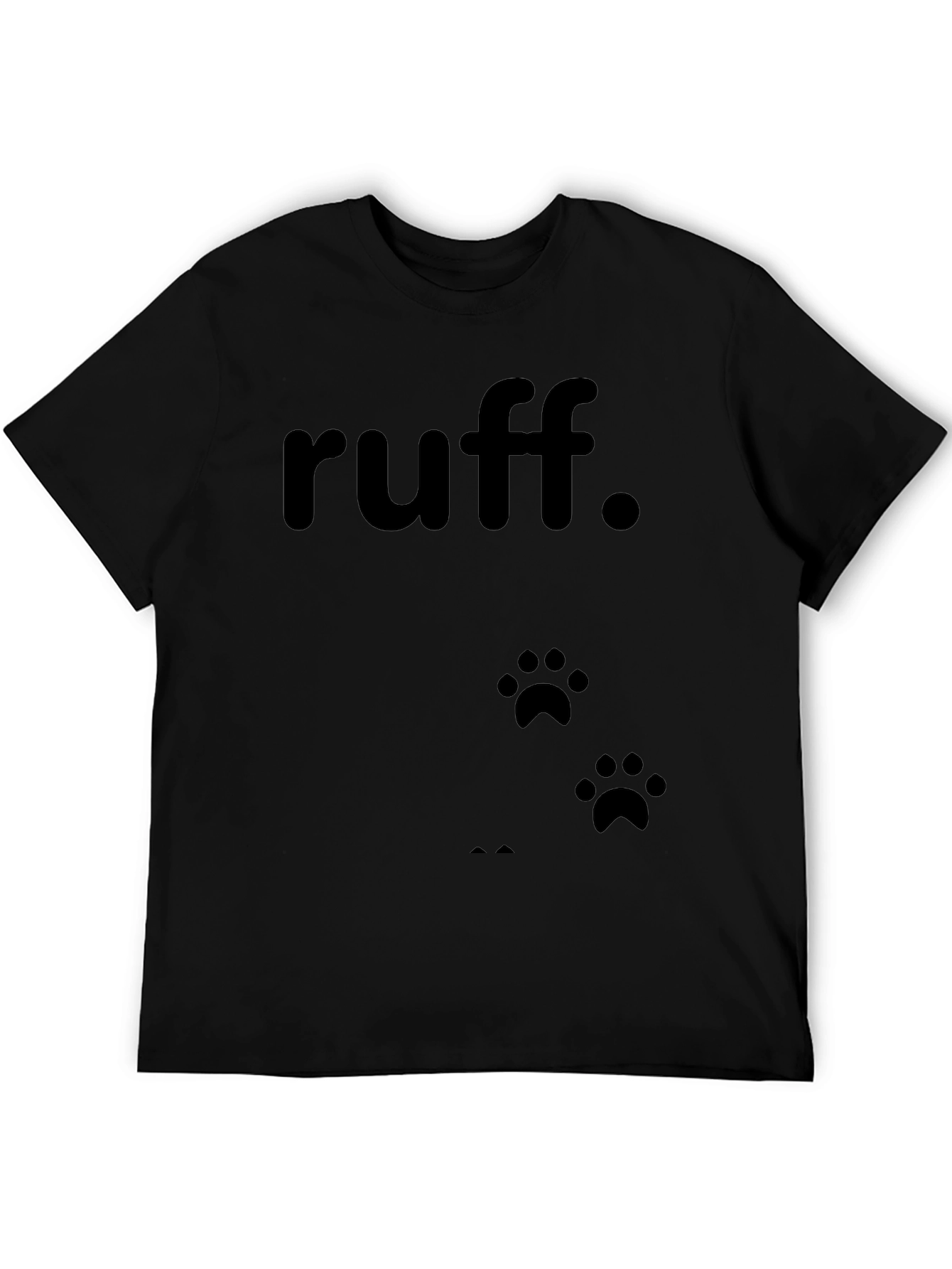 Black Ruff Dog Paw Print T-Shirt - Casual Cotton Tee view 5