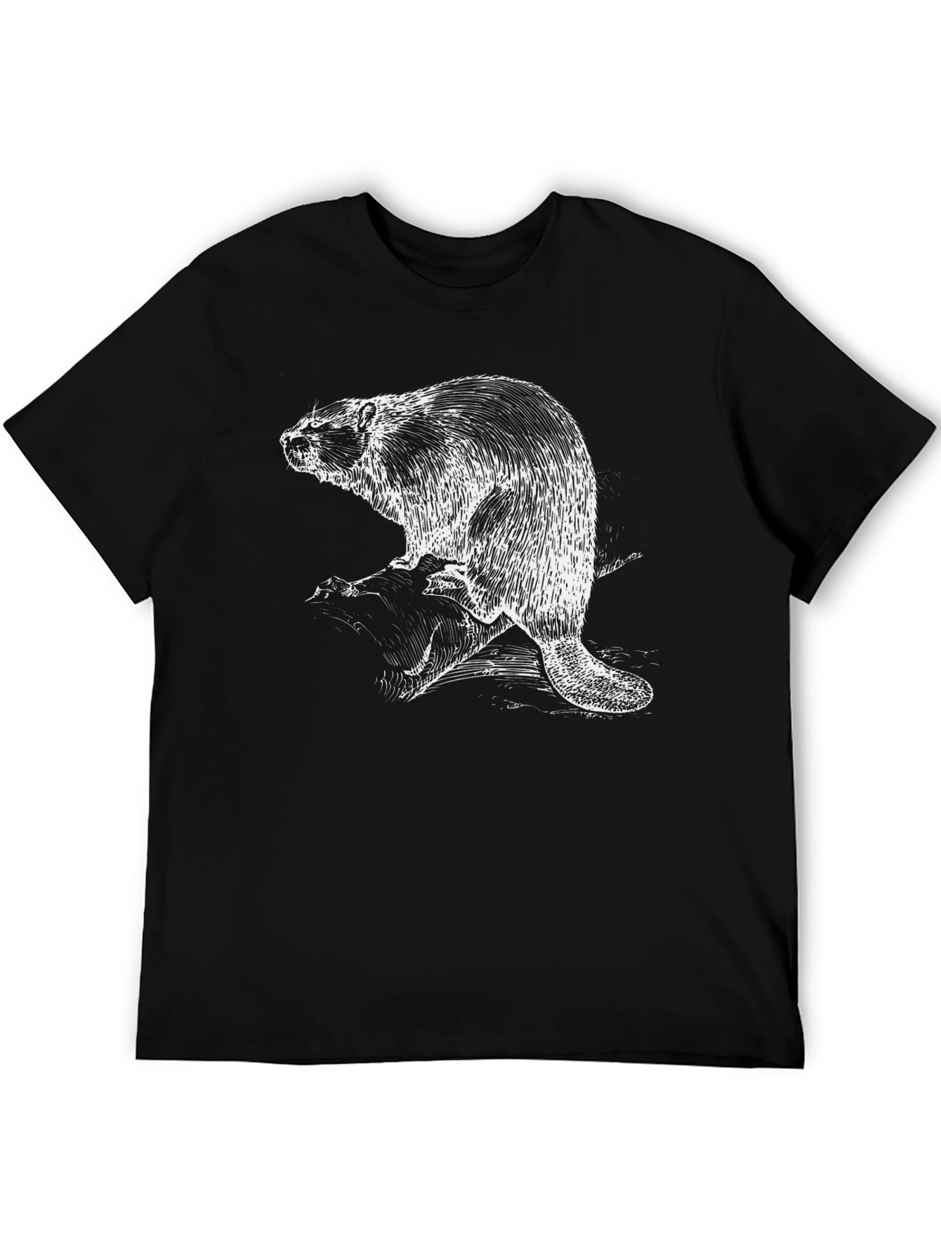 Black Beaver Graphic T-Shirt - Black Cotton Tee view 5