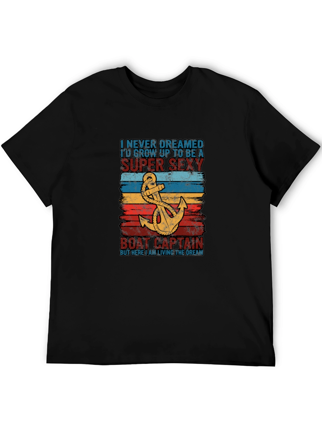 Black Super Sexy Boat Captain Graphic Tee view 5