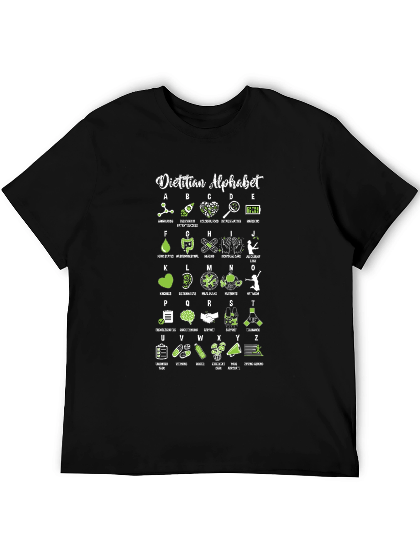 Black Dietitian Alphabet T-Shirt - Nutritionist ABCs view 5