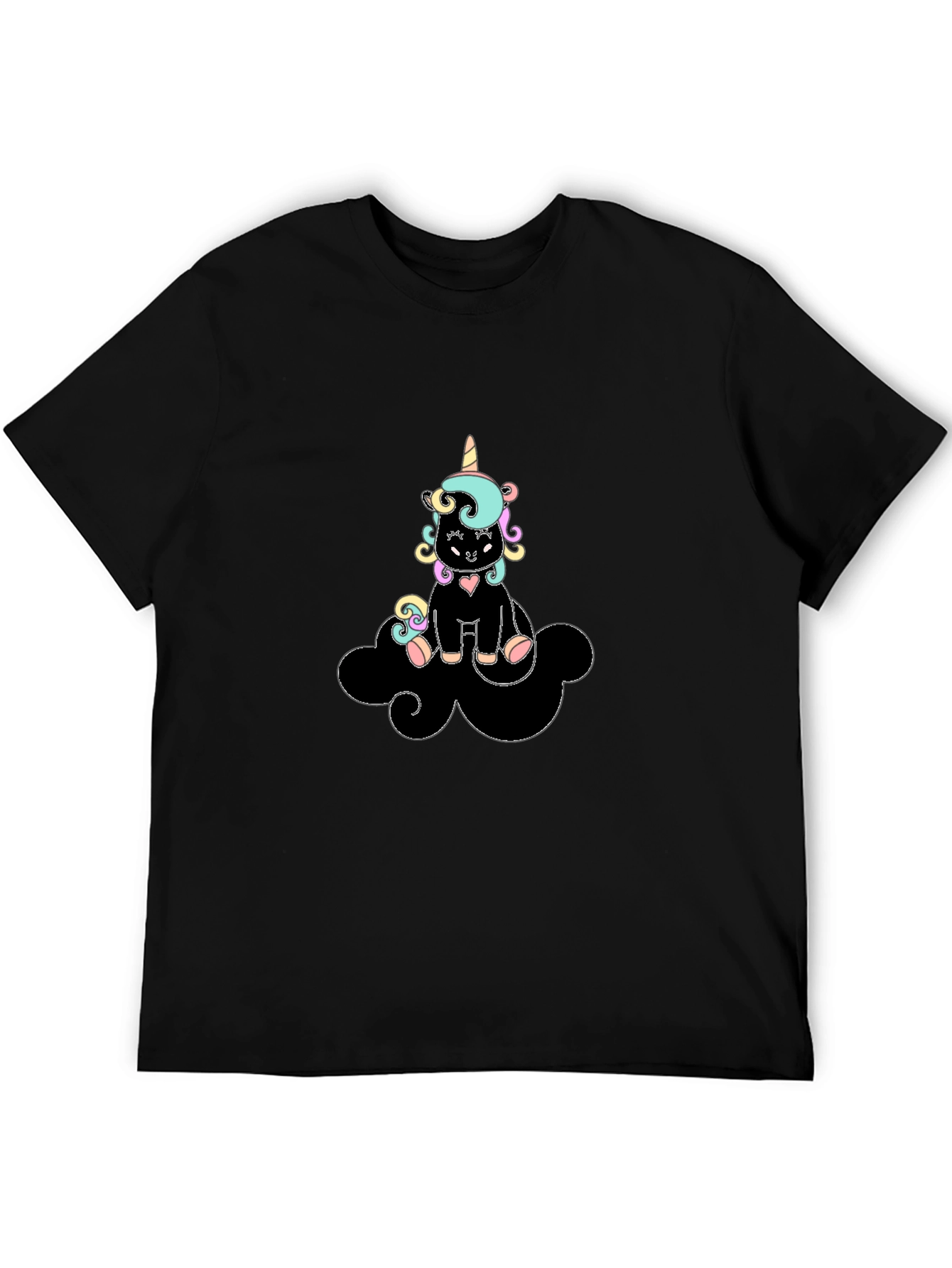 Black Unicorn Cloud Graphic Tee - Black Cotton Comfort view 5