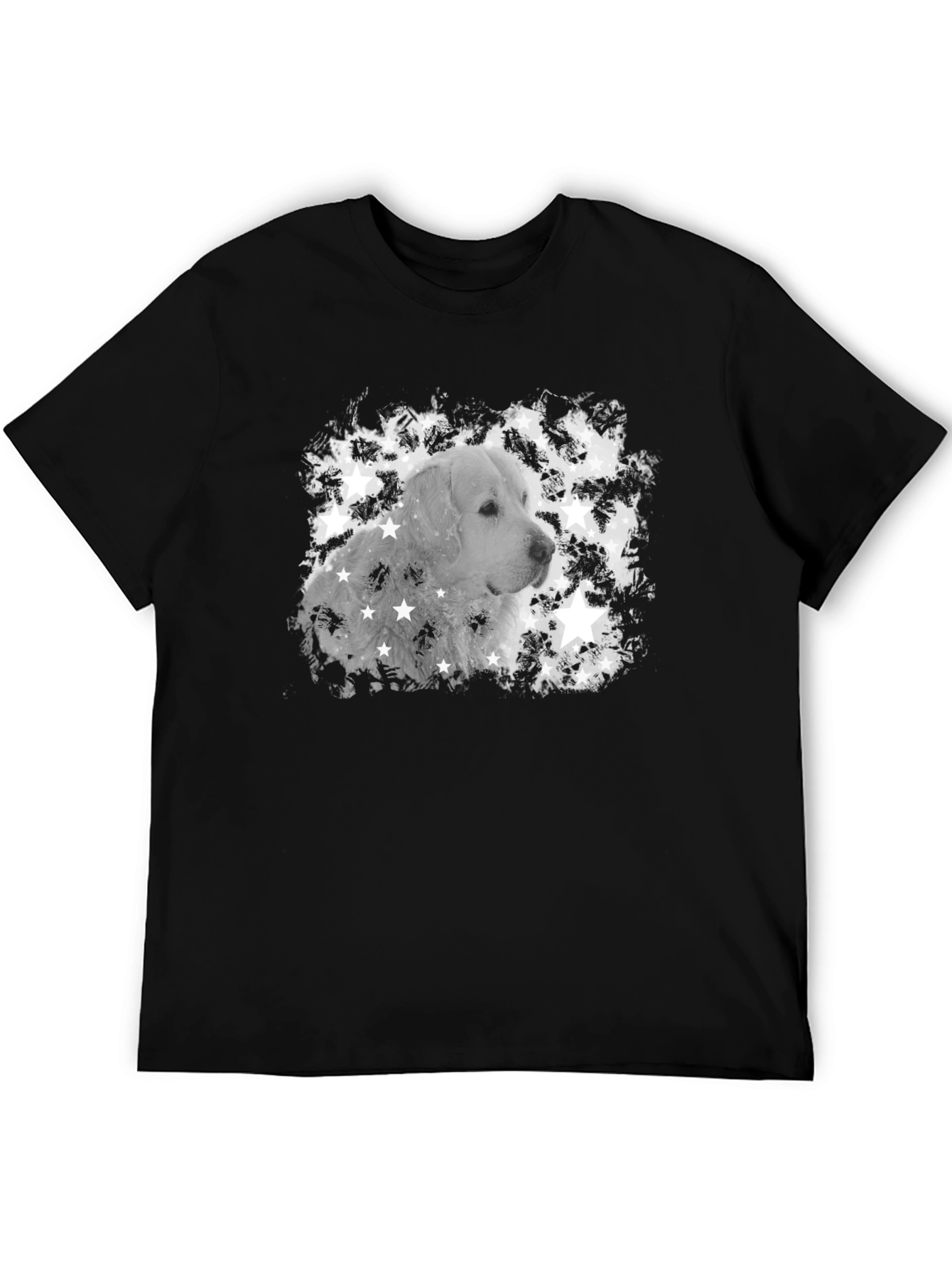 Black Dog Star T-Shirt - Black Crew Neck Tee view 5